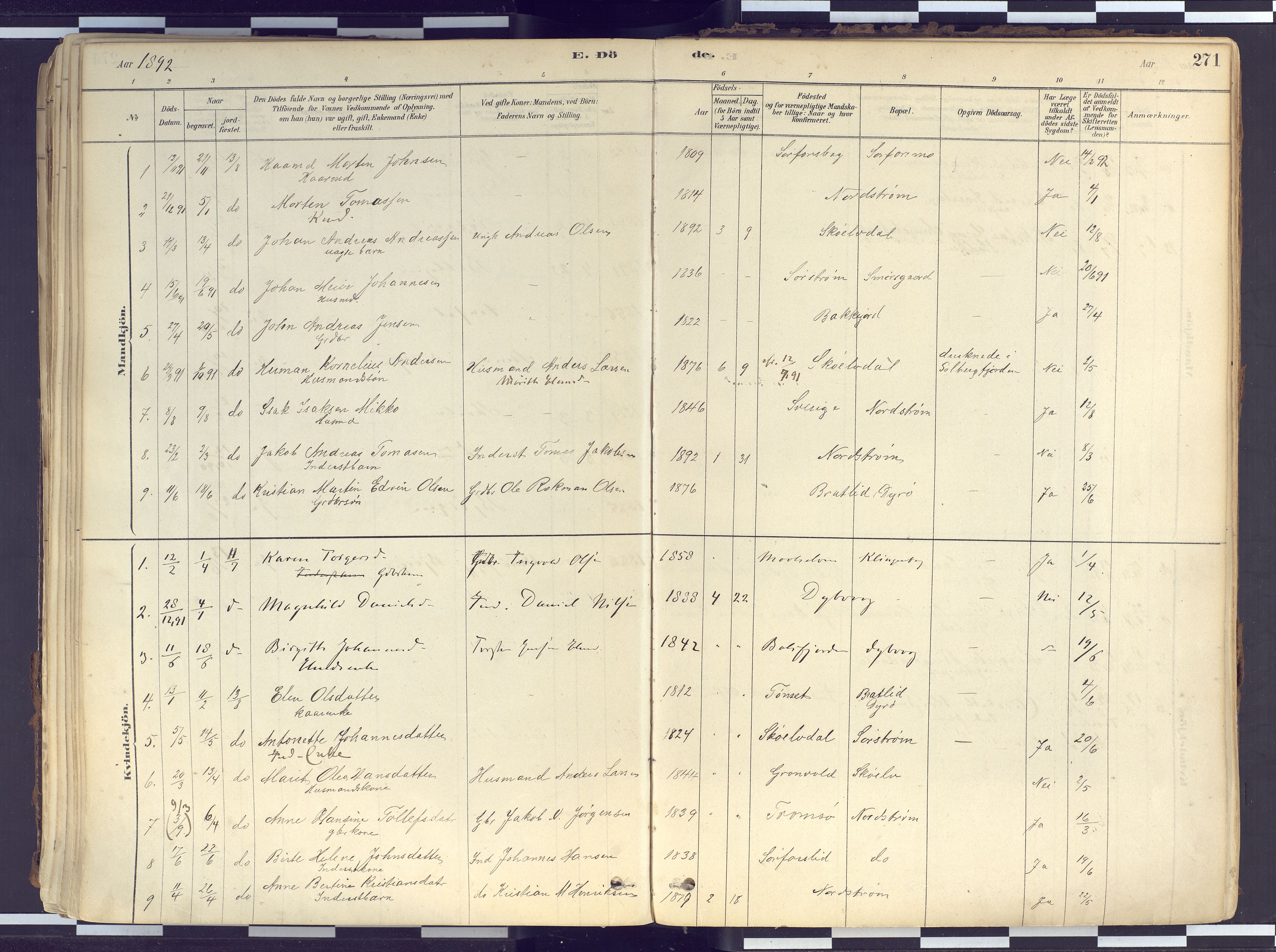 Tranøy sokneprestkontor, AV/SATØ-S-1313/I/Ia/Iaa/L0010kirke: Parish register (official) no. 10, 1878-1904, p. 271
