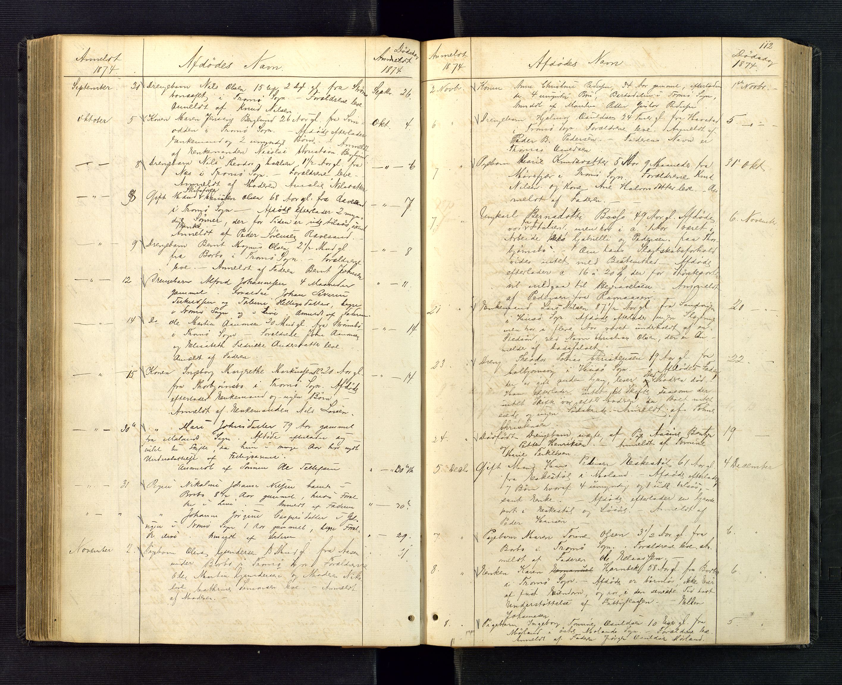 Nedenes sorenskriveri, AV/SAK-1221-0006/H/Ha/L0002: Dødsfallsfortegnelse nr 2, 1863-1889, p. 112