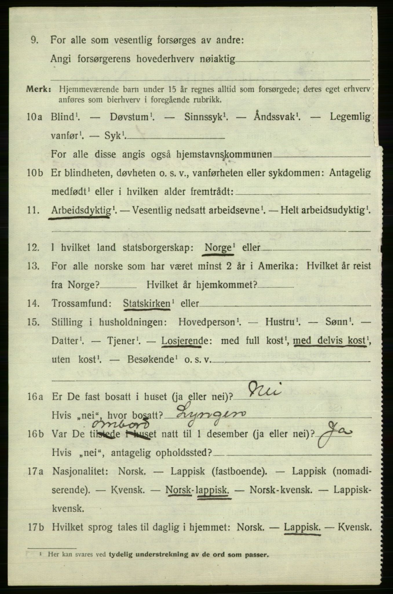 SATØ, 1920 census for Loppa, 1920, p. 3069