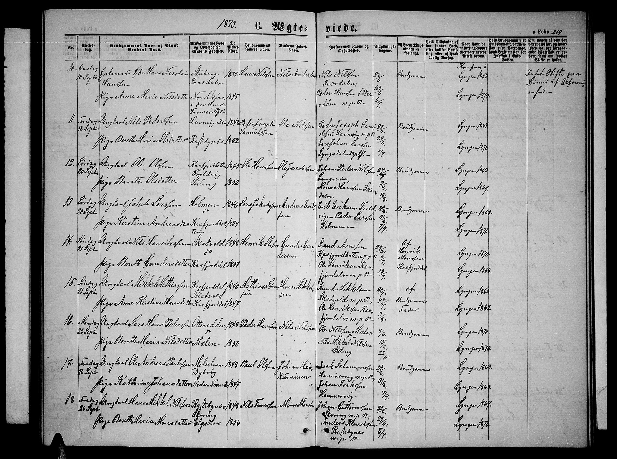 Lyngen sokneprestembete, AV/SATØ-S-1289/H/He/Heb/L0004klokker: Parish register (copy) no. 4, 1868-1878, p. 219