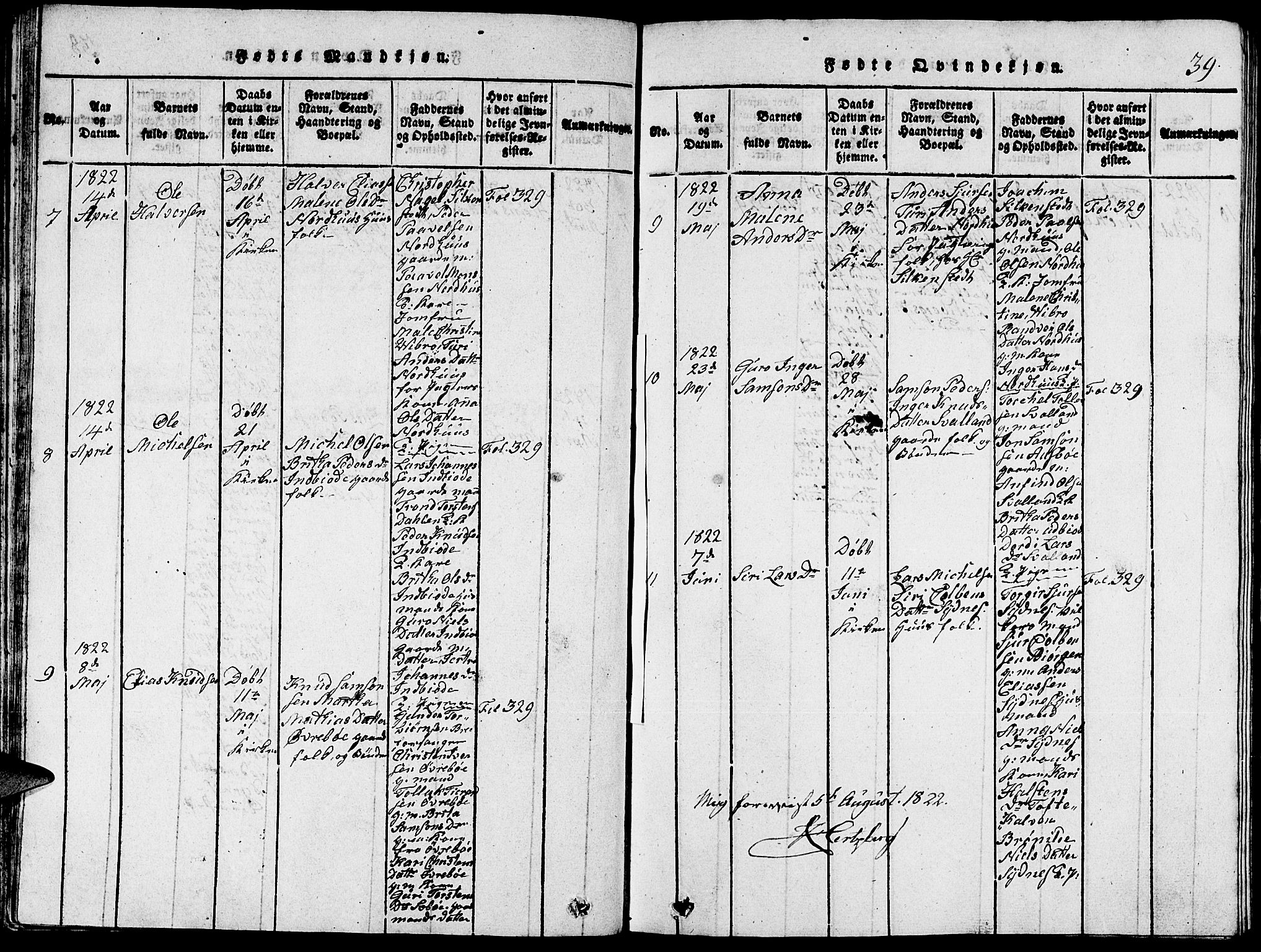 Fjelberg sokneprestembete, AV/SAB-A-75201/H/Hab: Parish register (copy) no. A 1, 1816-1823, p. 39