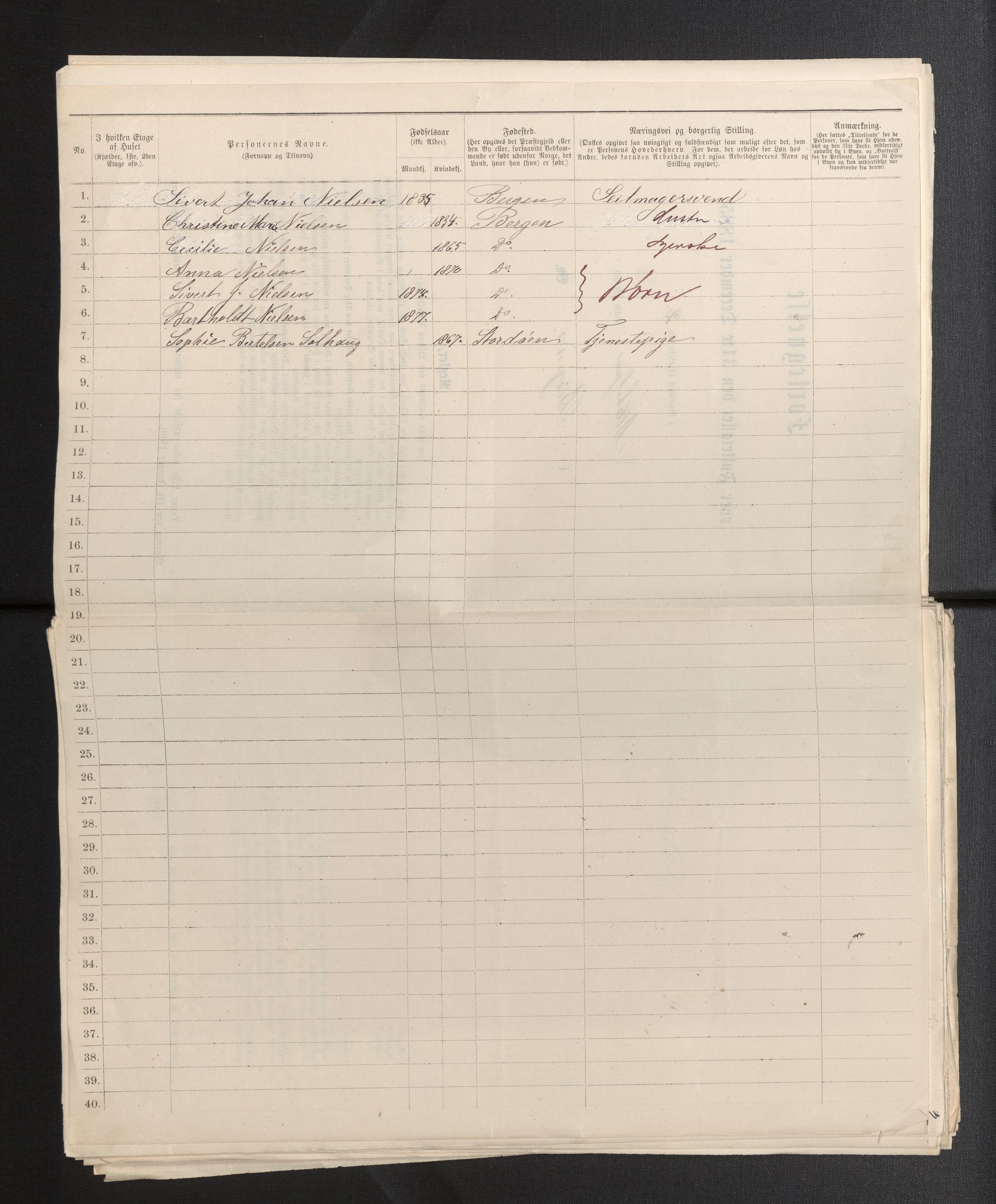 SAB, 1885 census for 1301 Bergen, 1885, p. 137