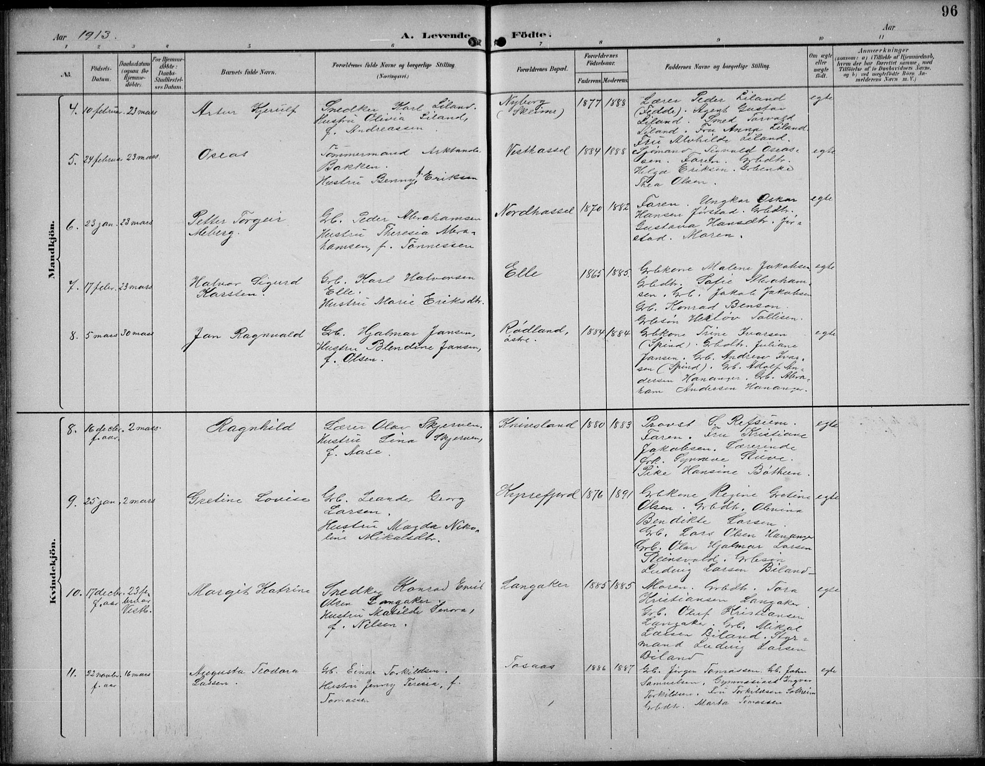 Lista sokneprestkontor, SAK/1111-0027/F/Fb/L0005: Parish register (copy) no. B 5, 1892-1923, p. 96