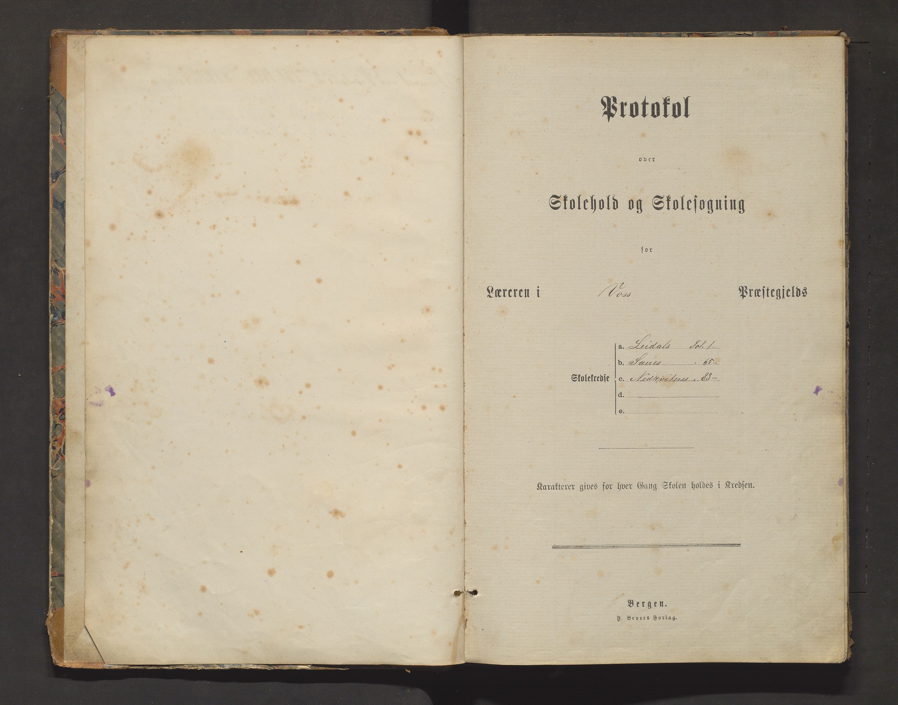 Voss kommune. Barneskulane, IKAH/1235-231/F/Fd/L0002: Skuleprotokoll for Leidal, Saue og Nedkvitne krinsar, 1880-1892