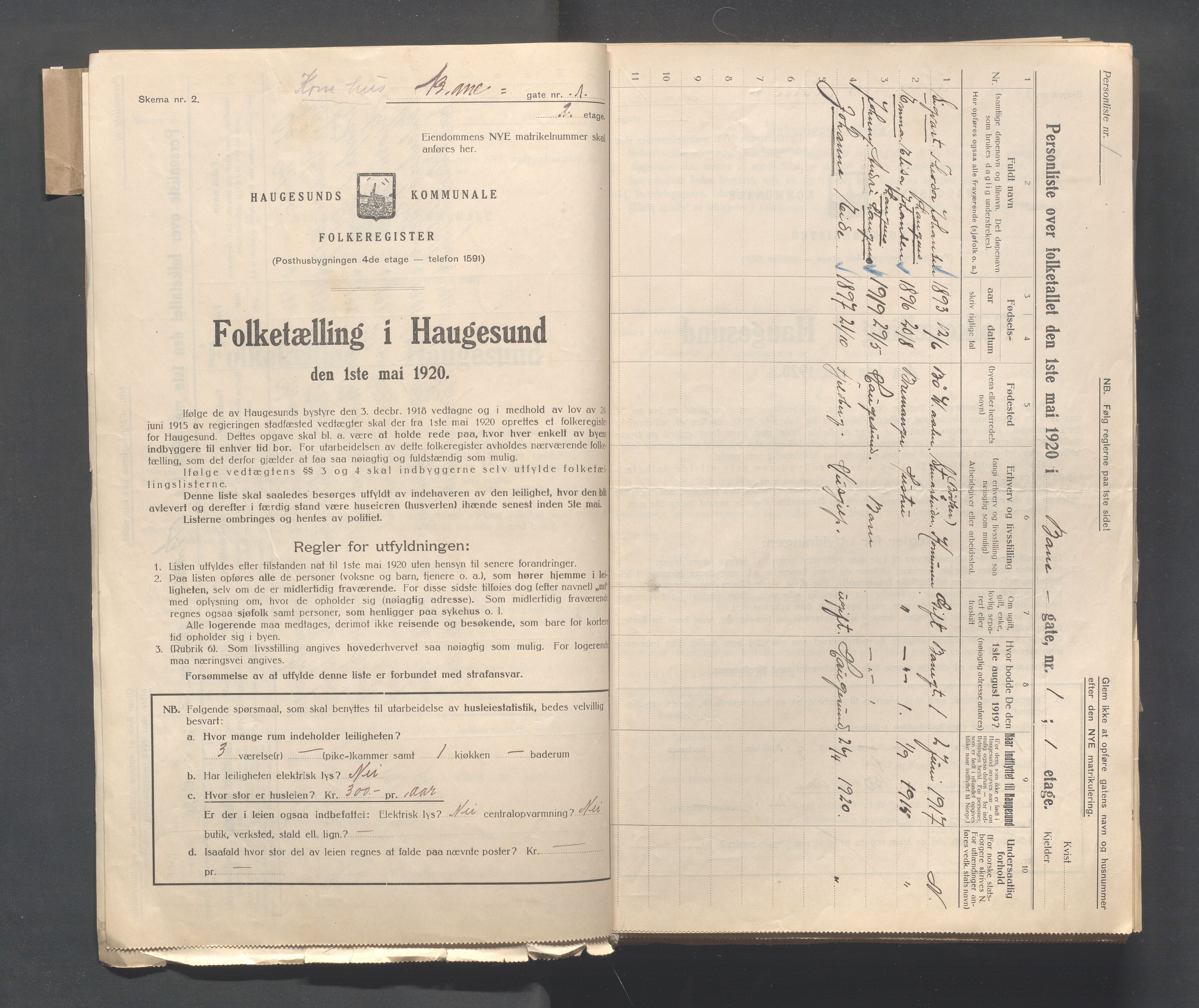 IKAR, Local census 1.5.1920 for Haugesund, 1920, p. 83