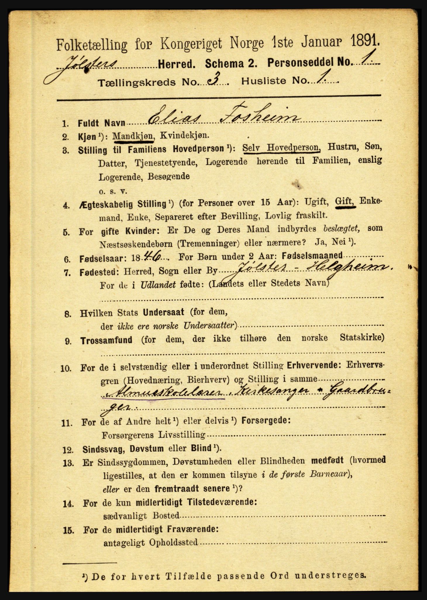 RA, 1891 census for 1431 Jølster, 1891, p. 967