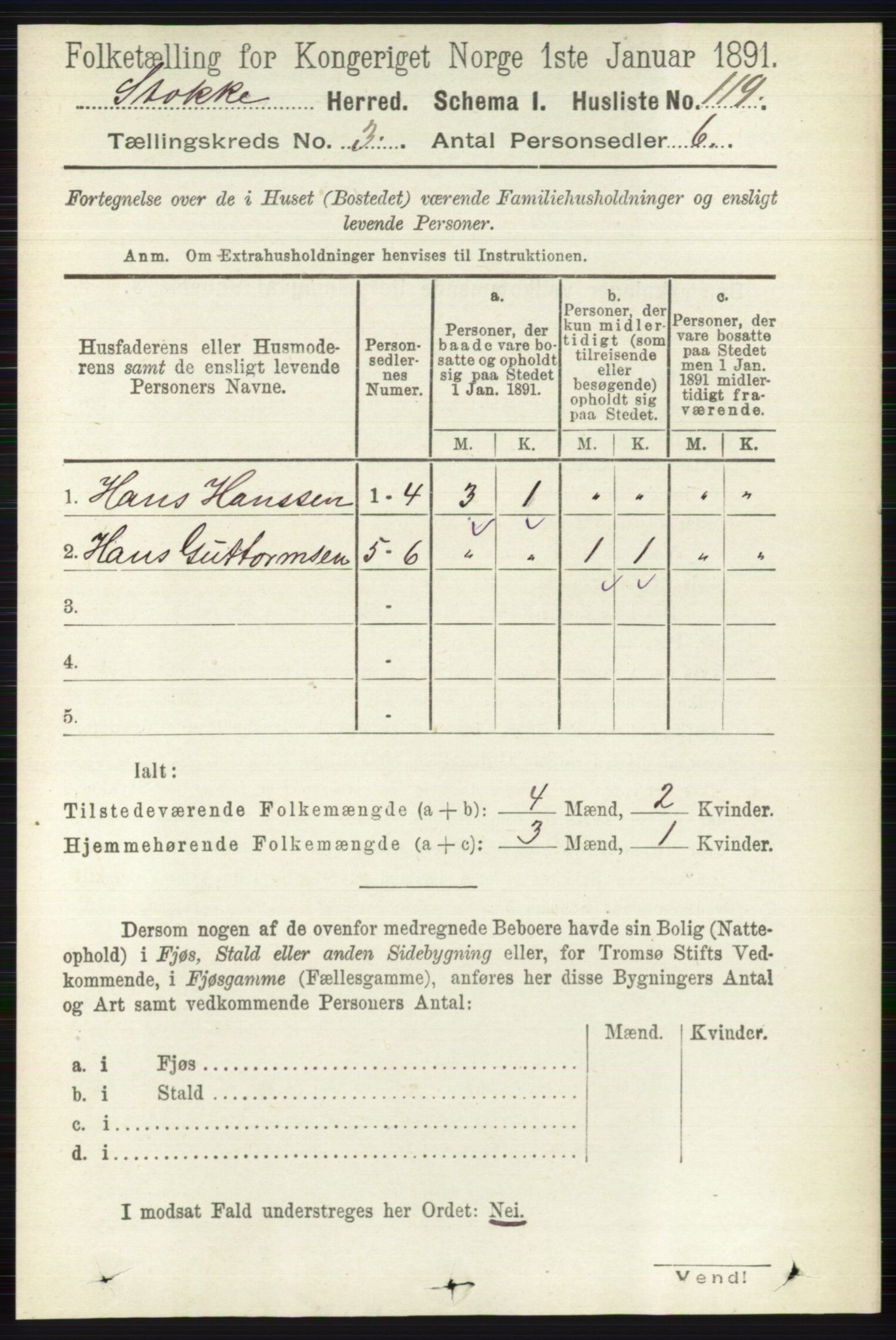 RA, 1891 census for 0720 Stokke, 1891, p. 1557