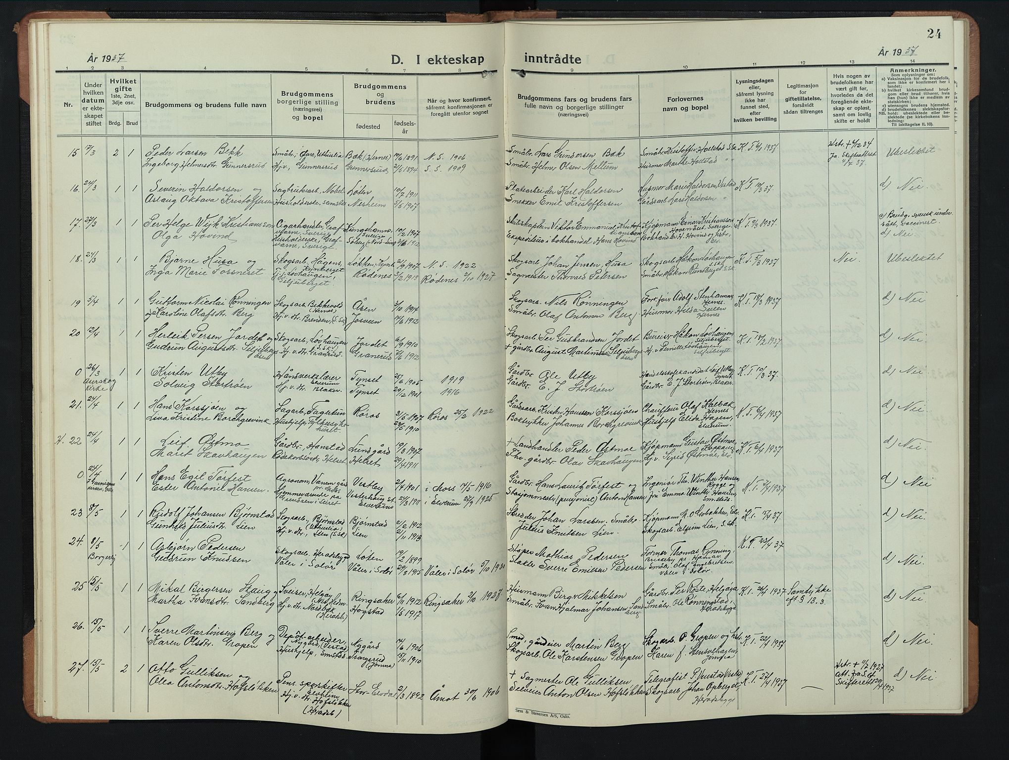 Elverum prestekontor, AV/SAH-PREST-044/H/Ha/Hab/L0033: Parish register (copy) no. 33, 1934-1947, p. 24