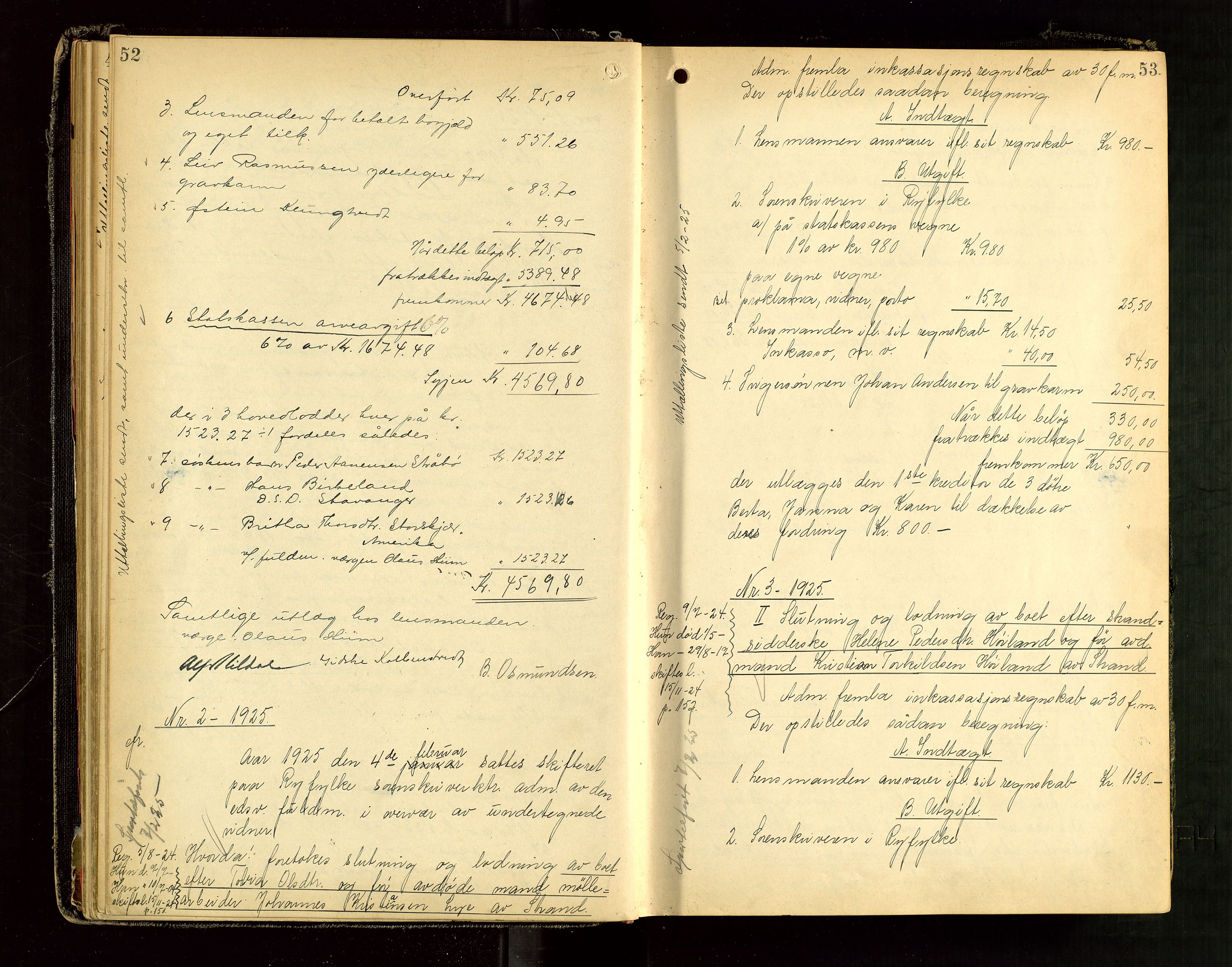 Ryfylke tingrett, AV/SAST-A-100055/001/IV/IVG/L0006: Skifteutlodningsprotokoll Med register, 1924-1929, p. 52-53