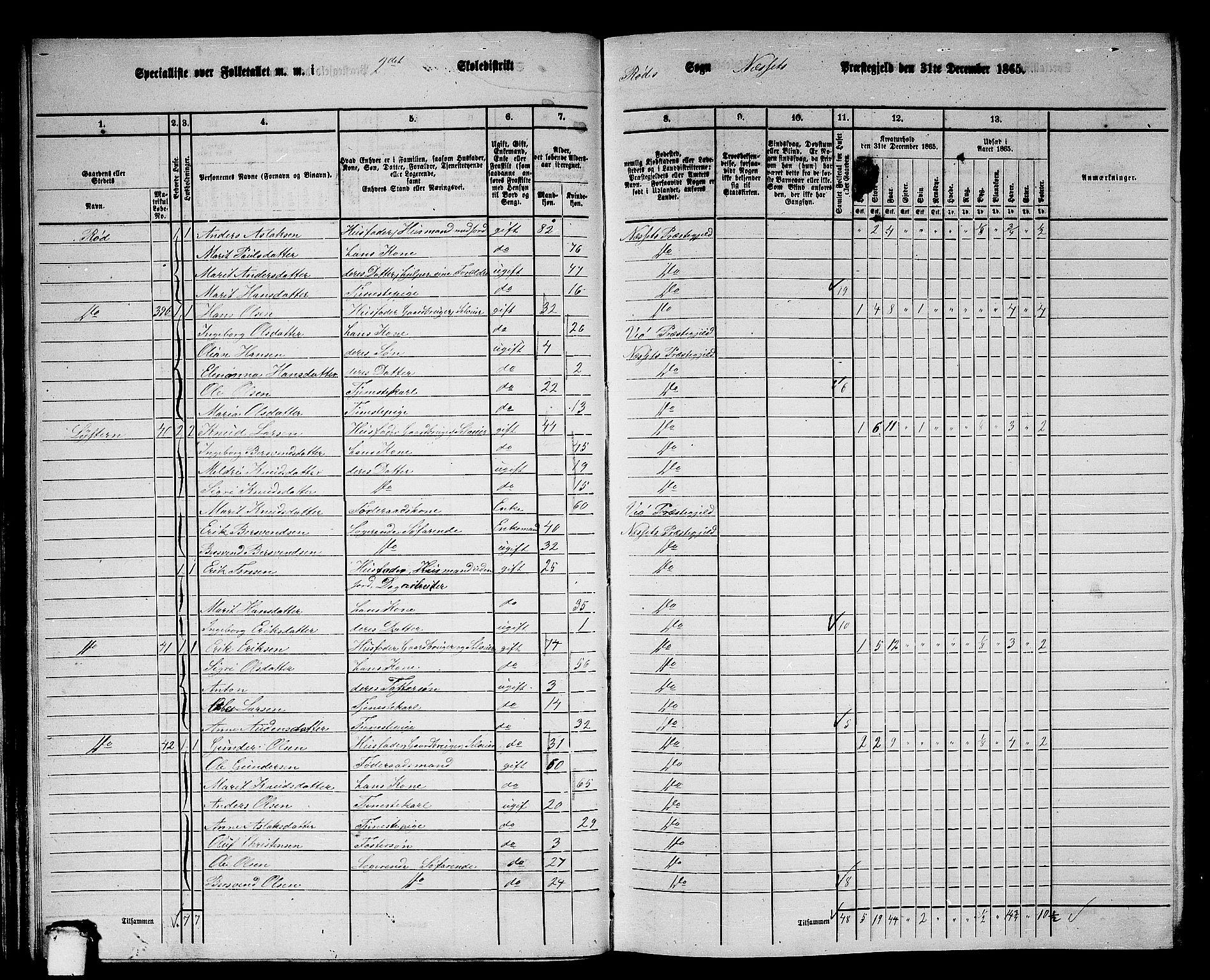 RA, 1865 census for Nesset, 1865, p. 37