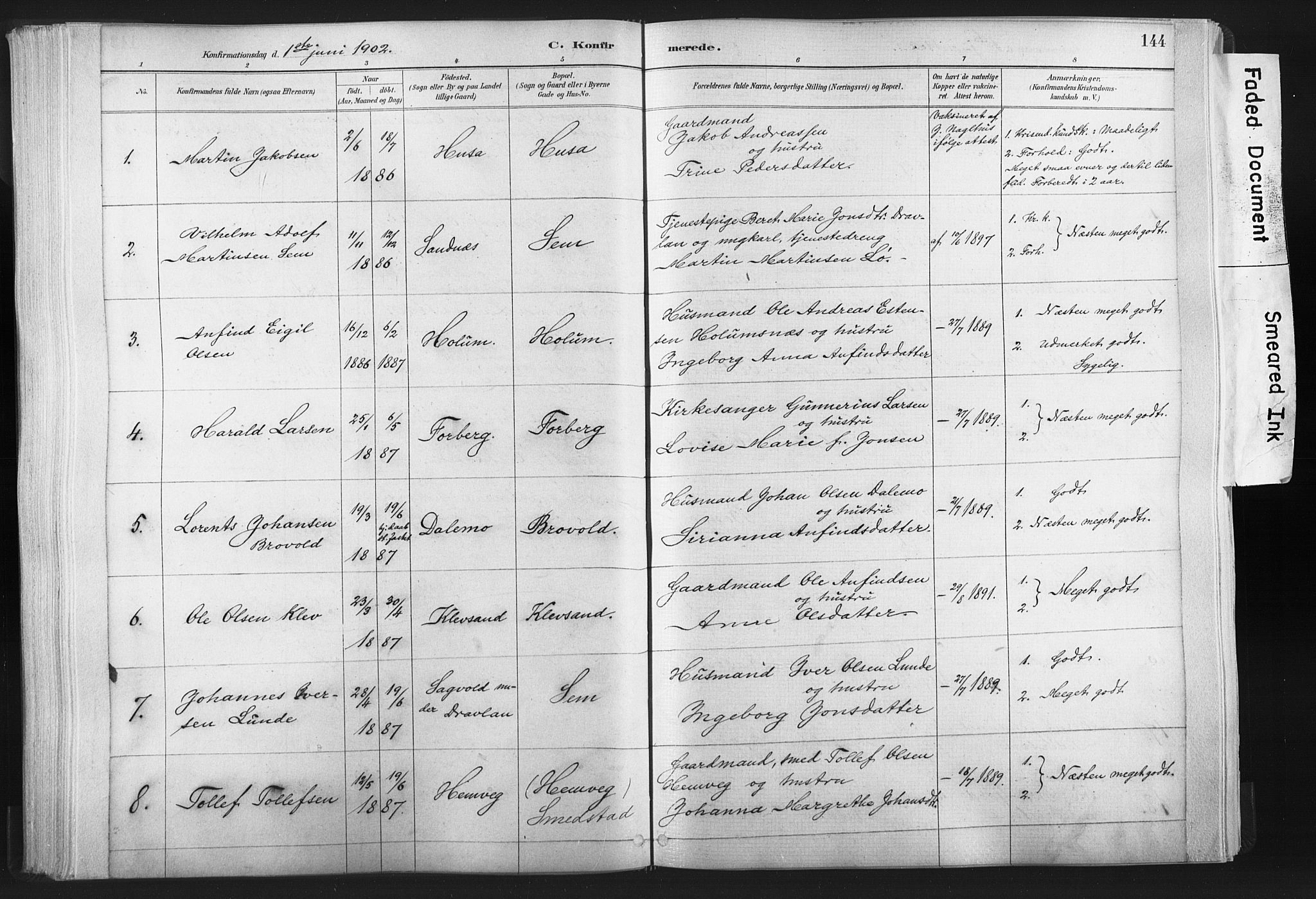 Ministerialprotokoller, klokkerbøker og fødselsregistre - Nord-Trøndelag, SAT/A-1458/749/L0474: Parish register (official) no. 749A08, 1887-1903, p. 144
