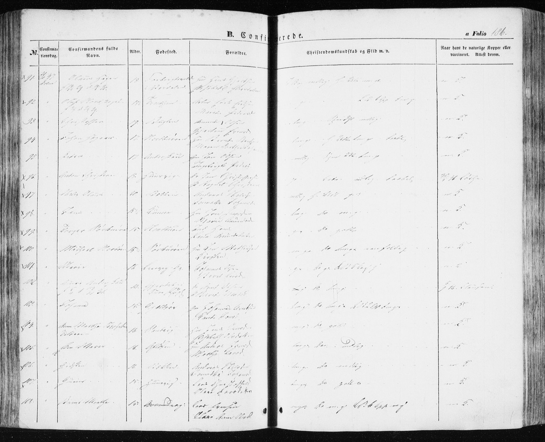 Ministerialprotokoller, klokkerbøker og fødselsregistre - Sør-Trøndelag, SAT/A-1456/634/L0529: Parish register (official) no. 634A05, 1843-1851, p. 186