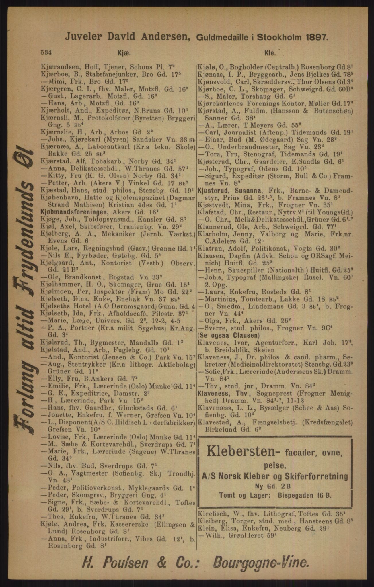 Kristiania/Oslo adressebok, PUBL/-, 1905, p. 534