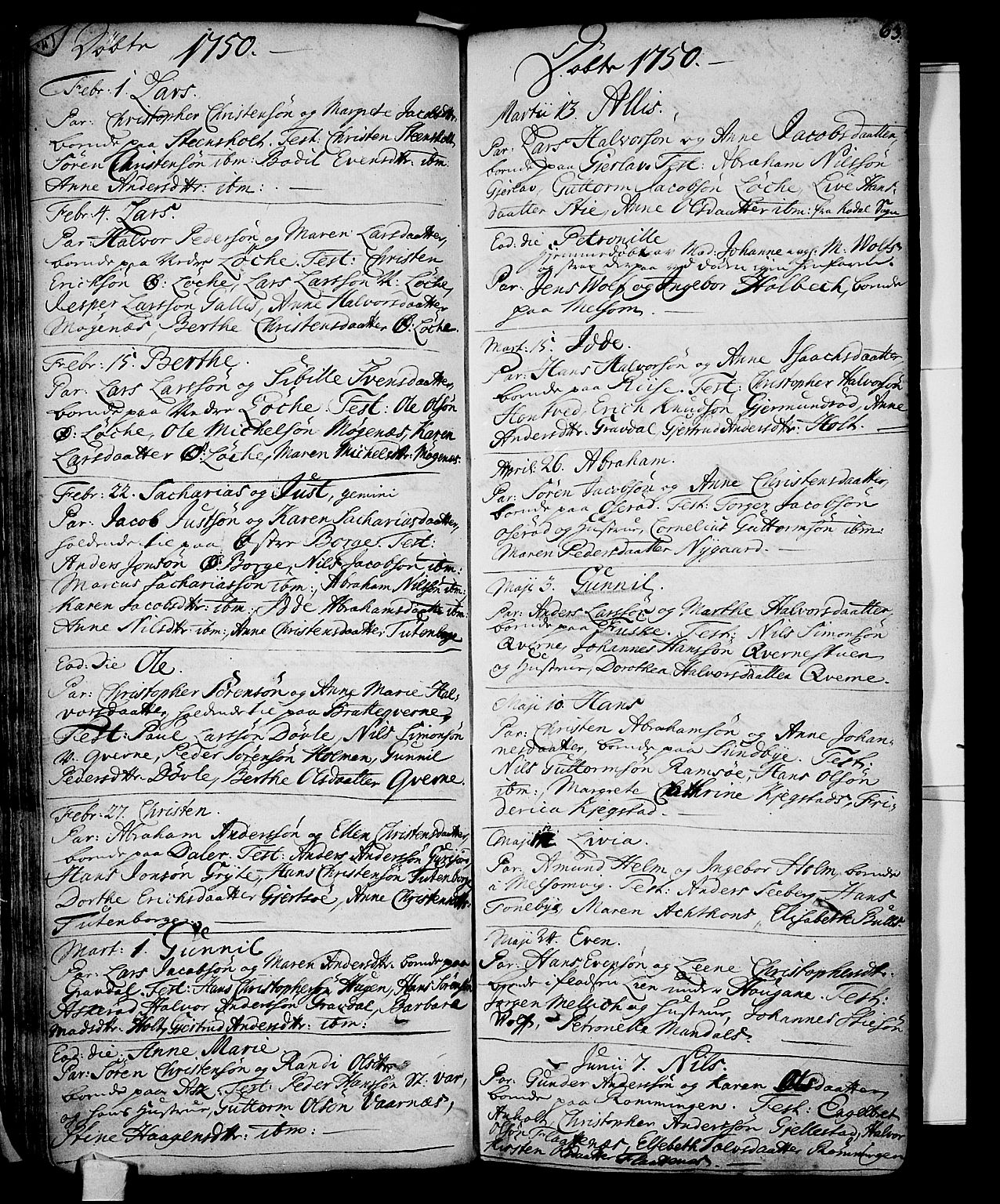 Stokke kirkebøker, AV/SAKO-A-320/F/Fa/L0002: Parish register (official) no. I 2, 1732-1770, p. 63