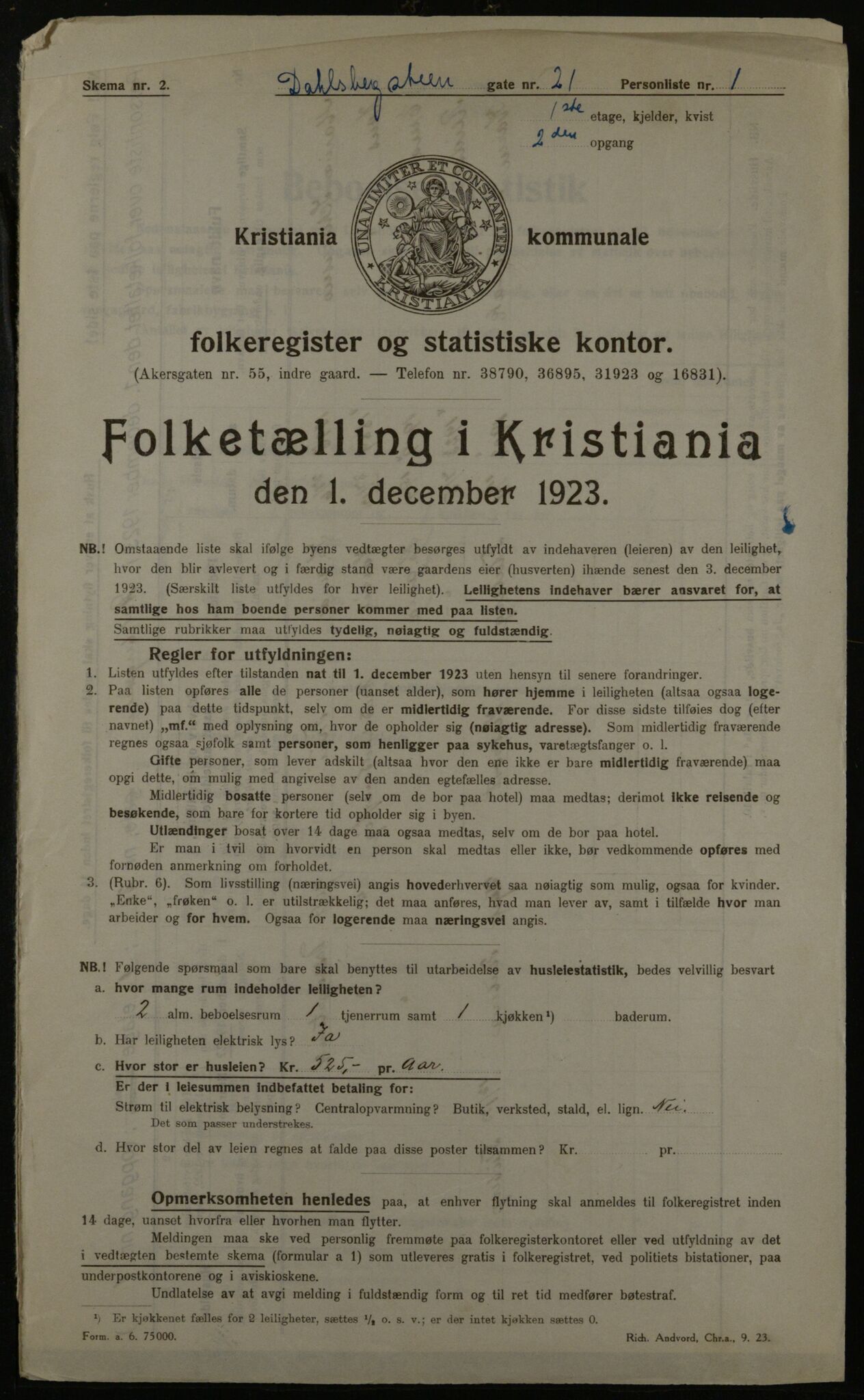 OBA, Municipal Census 1923 for Kristiania, 1923, p. 16192