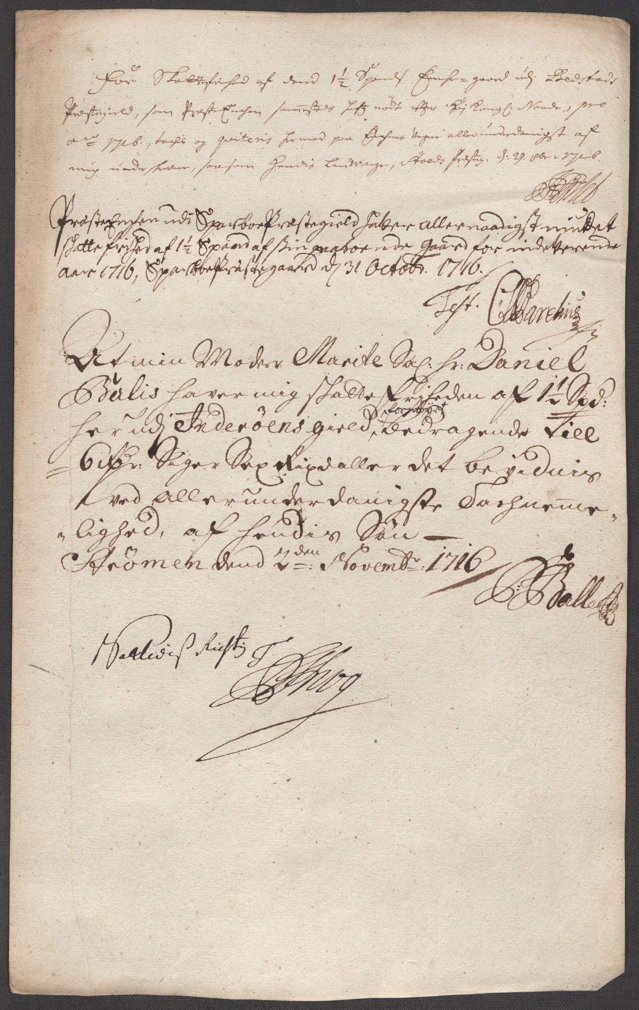 Rentekammeret inntil 1814, Reviderte regnskaper, Fogderegnskap, AV/RA-EA-4092/R63/L4324: Fogderegnskap Inderøy, 1716, p. 240