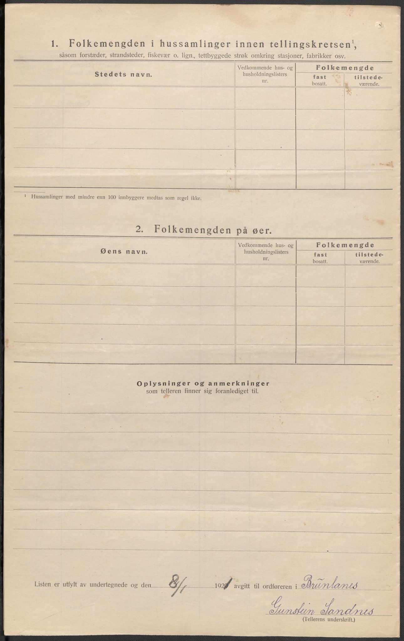 SAKO, 1920 census for Brunlanes, 1920, p. 34