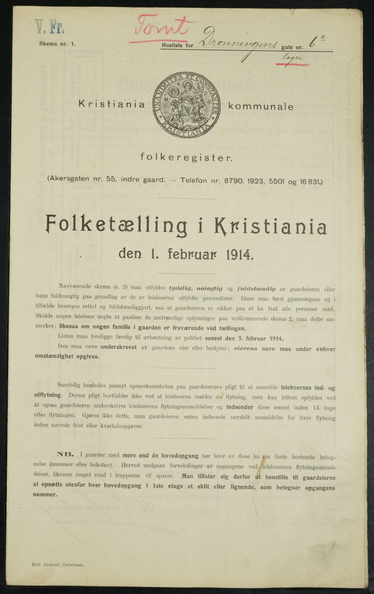 OBA, Municipal Census 1914 for Kristiania, 1914, p. 17406