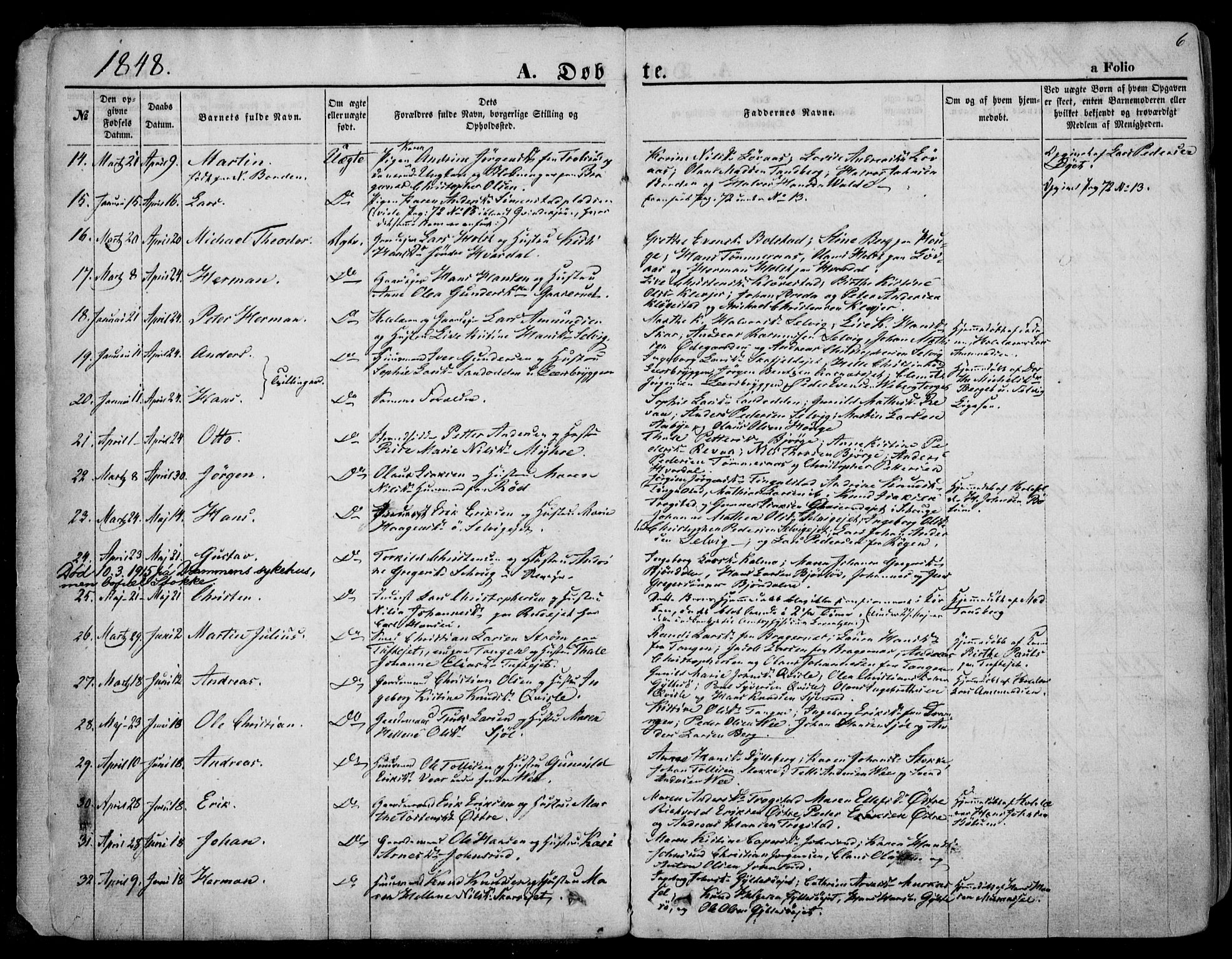 Sande Kirkebøker, AV/SAKO-A-53/F/Fa/L0004: Parish register (official) no. 4, 1847-1864, p. 6