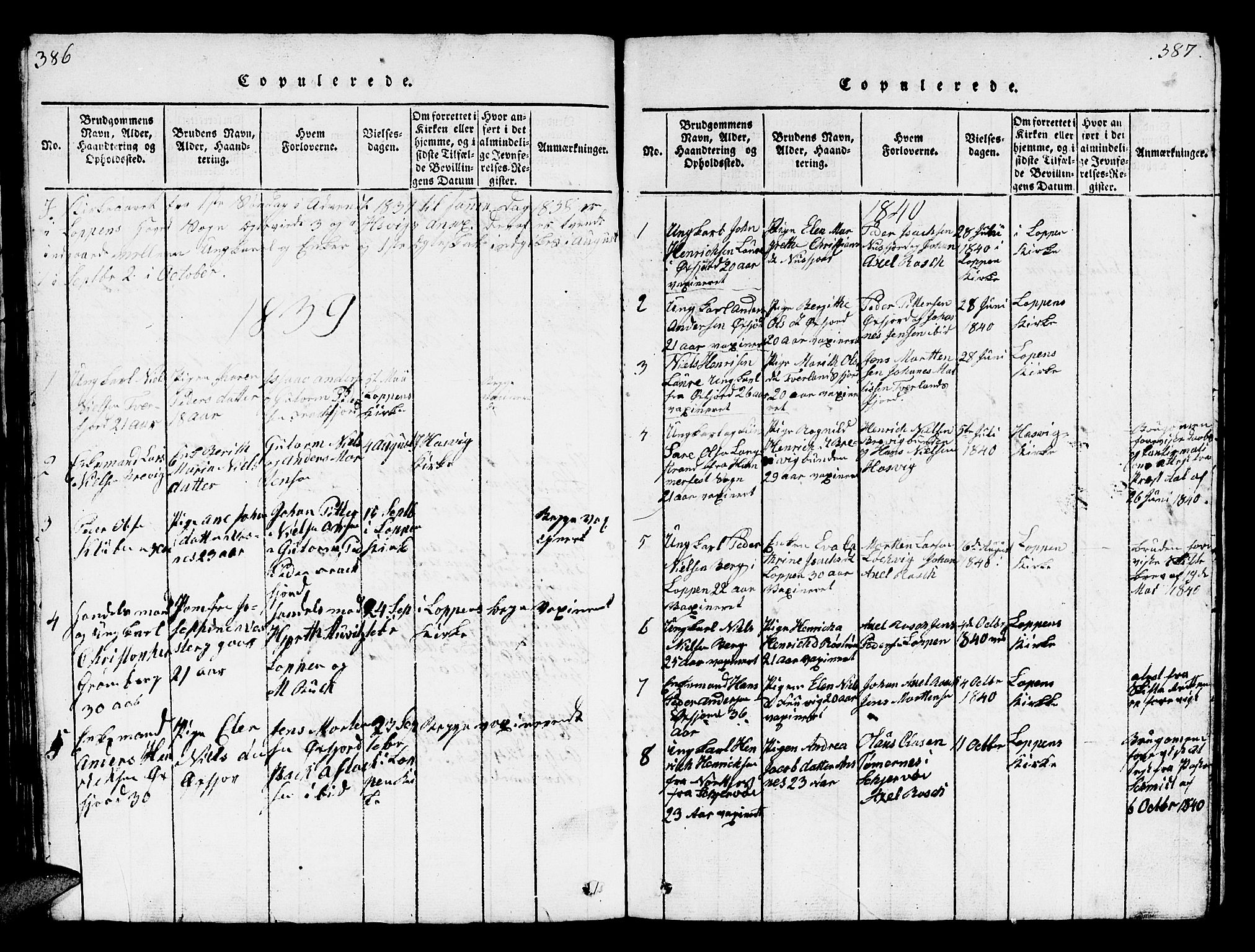 Loppa sokneprestkontor, SATØ/S-1339/H/Hb/L0001klokker: Parish register (copy) no. 1, 1820-1849, p. 386-387