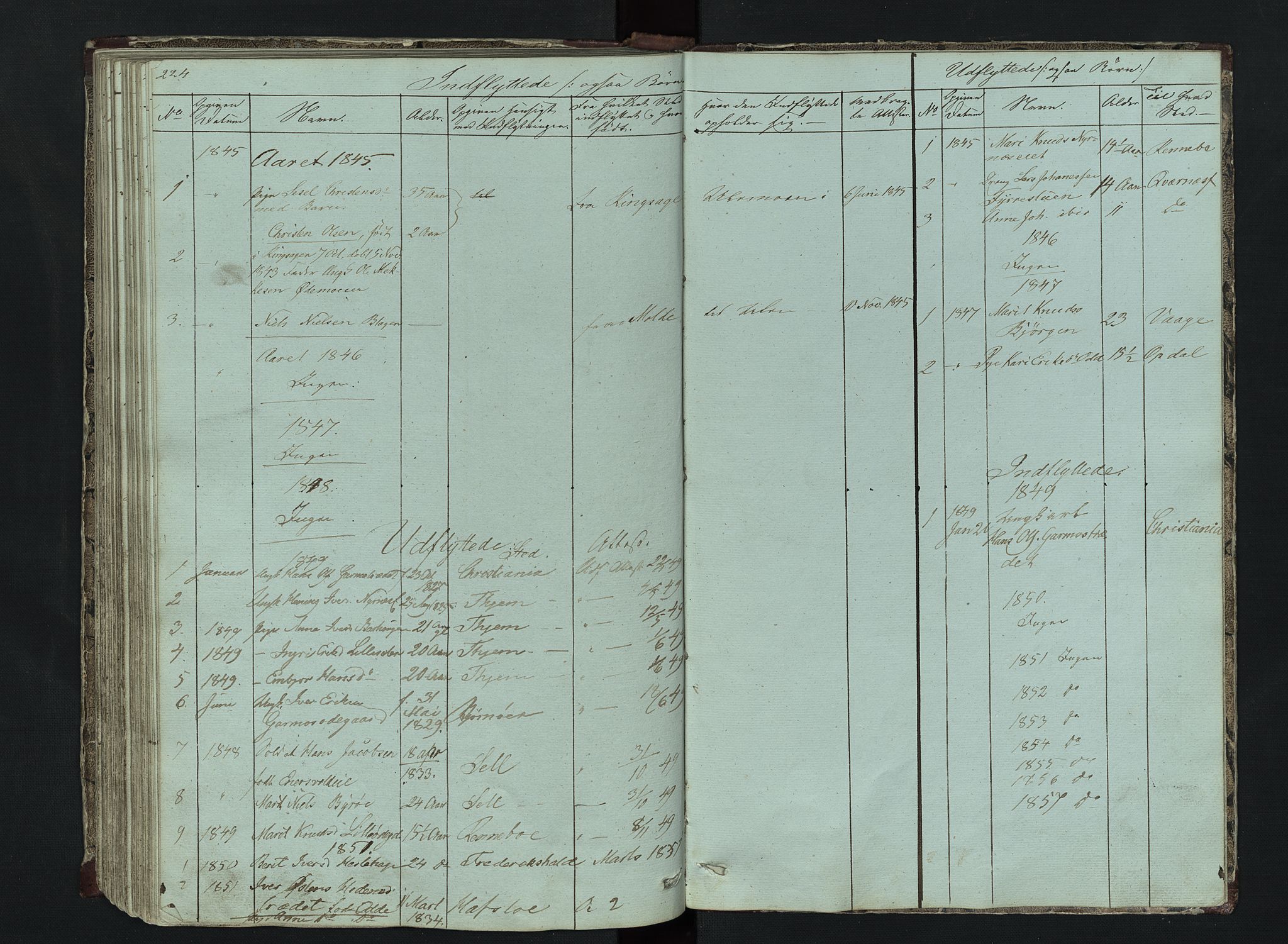 Lom prestekontor, SAH/PREST-070/L/L0014: Parish register (copy) no. 14, 1845-1876, p. 224-225