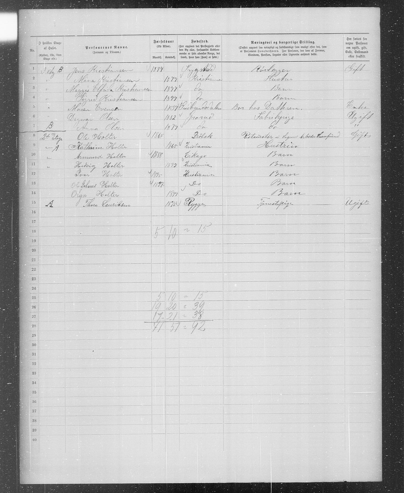 OBA, Municipal Census 1899 for Kristiania, 1899, p. 370