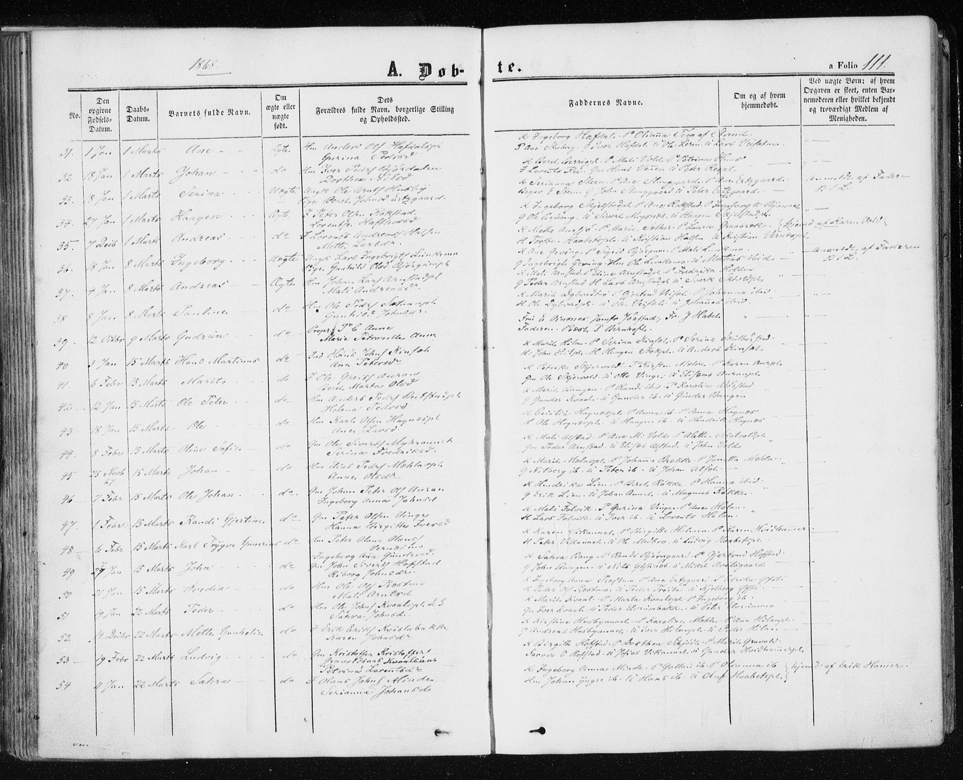 Ministerialprotokoller, klokkerbøker og fødselsregistre - Nord-Trøndelag, SAT/A-1458/709/L0075: Parish register (official) no. 709A15, 1859-1870, p. 111
