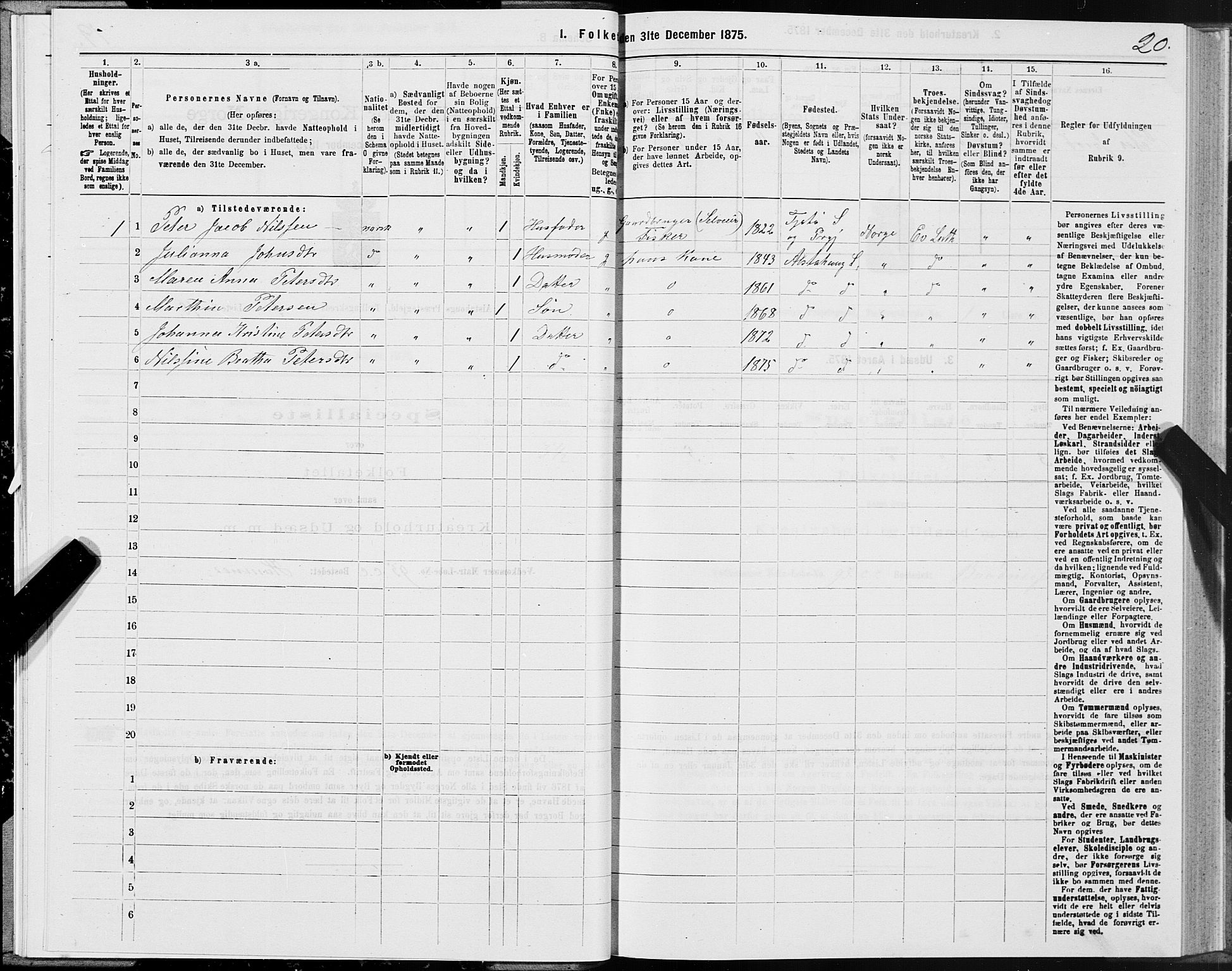 SAT, 1875 census for 1820P Alstahaug, 1875, p. 1020