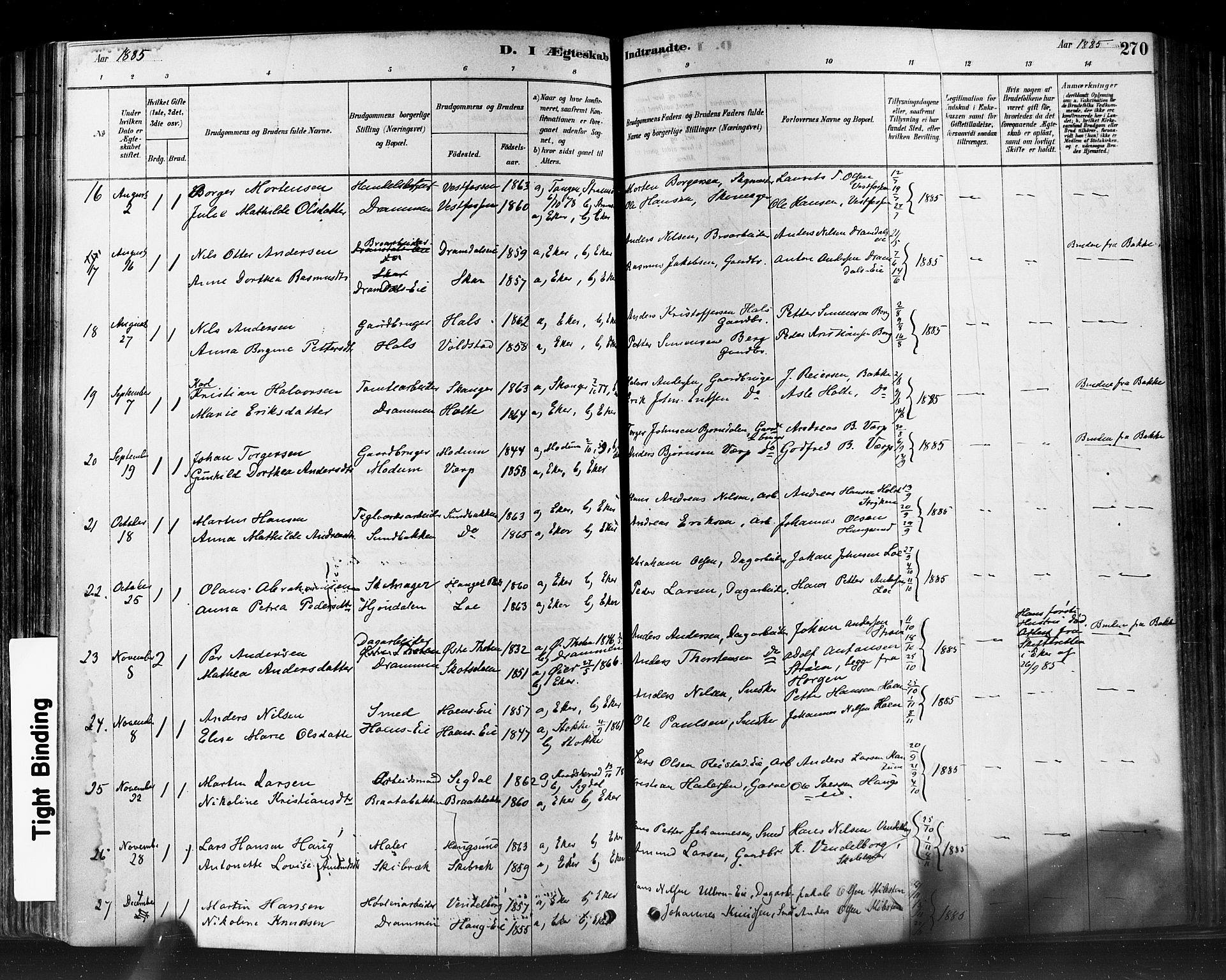 Eiker kirkebøker, AV/SAKO-A-4/F/Fb/L0001: Parish register (official) no. II 1, 1878-1888, p. 270