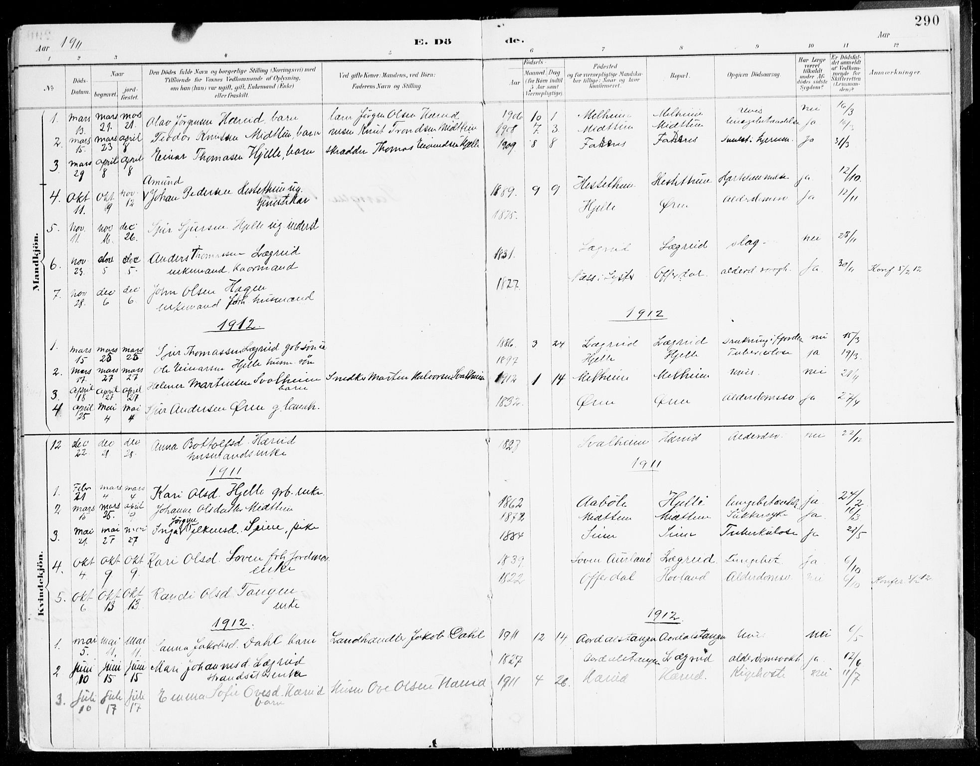 Årdal sokneprestembete, SAB/A-81701: Parish register (official) no. A 5, 1887-1917, p. 290