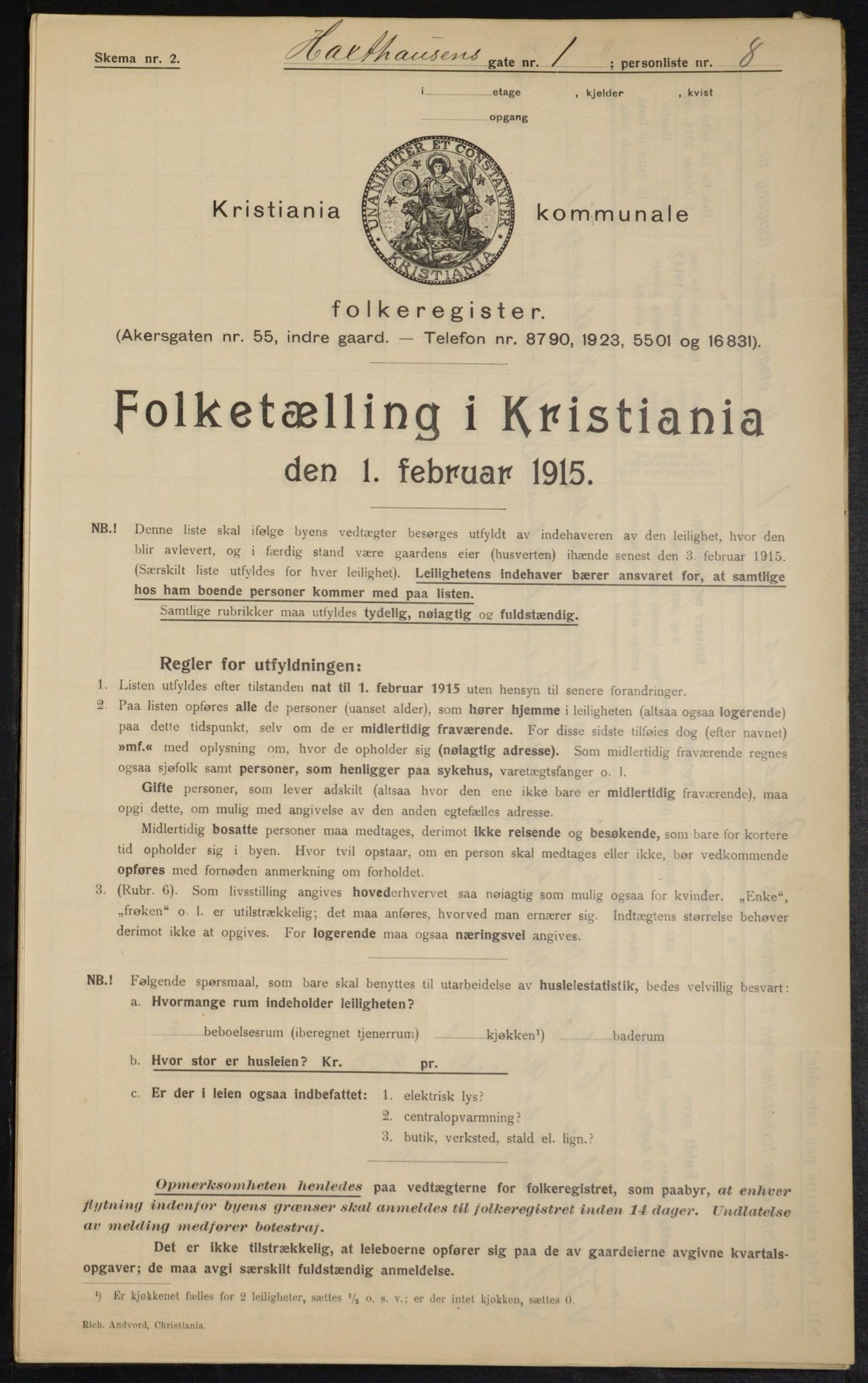 OBA, Municipal Census 1915 for Kristiania, 1915, p. 35111