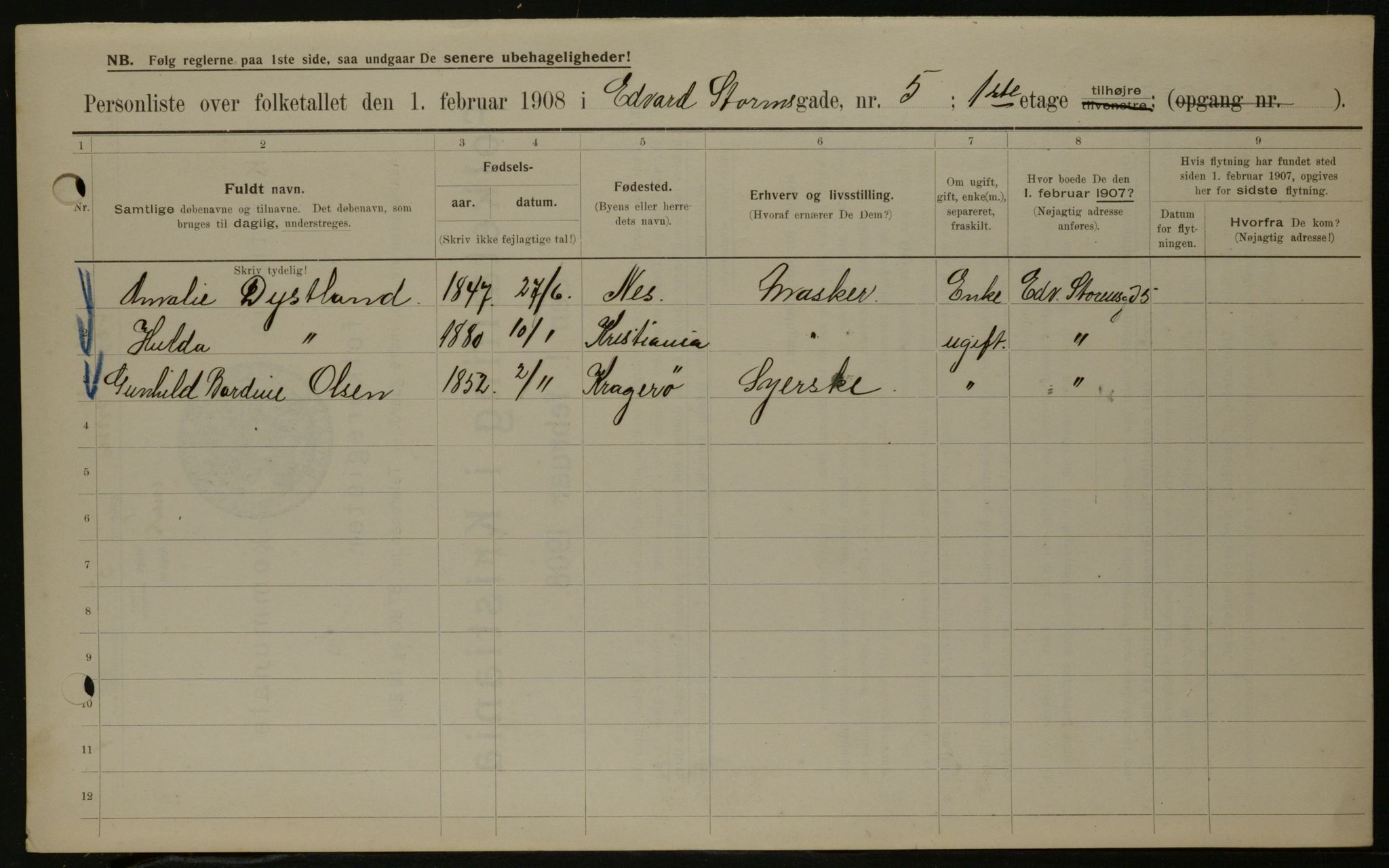 OBA, Municipal Census 1908 for Kristiania, 1908, p. 17320