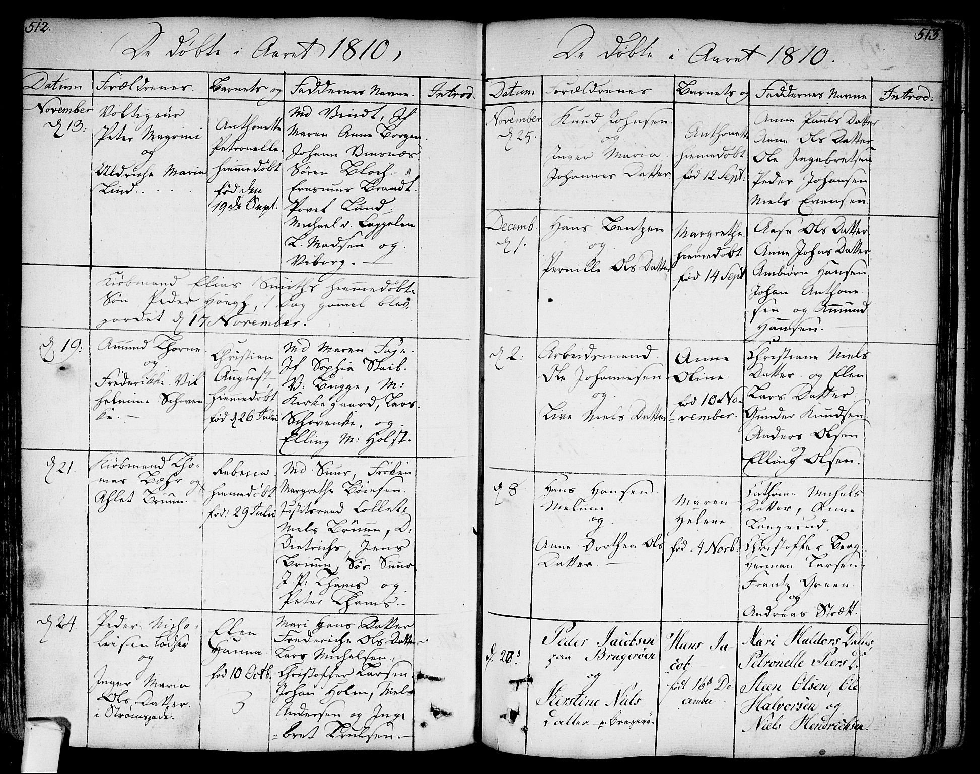 Bragernes kirkebøker, AV/SAKO-A-6/F/Fa/L0006a: Parish register (official) no. I 6, 1782-1814, p. 512-513