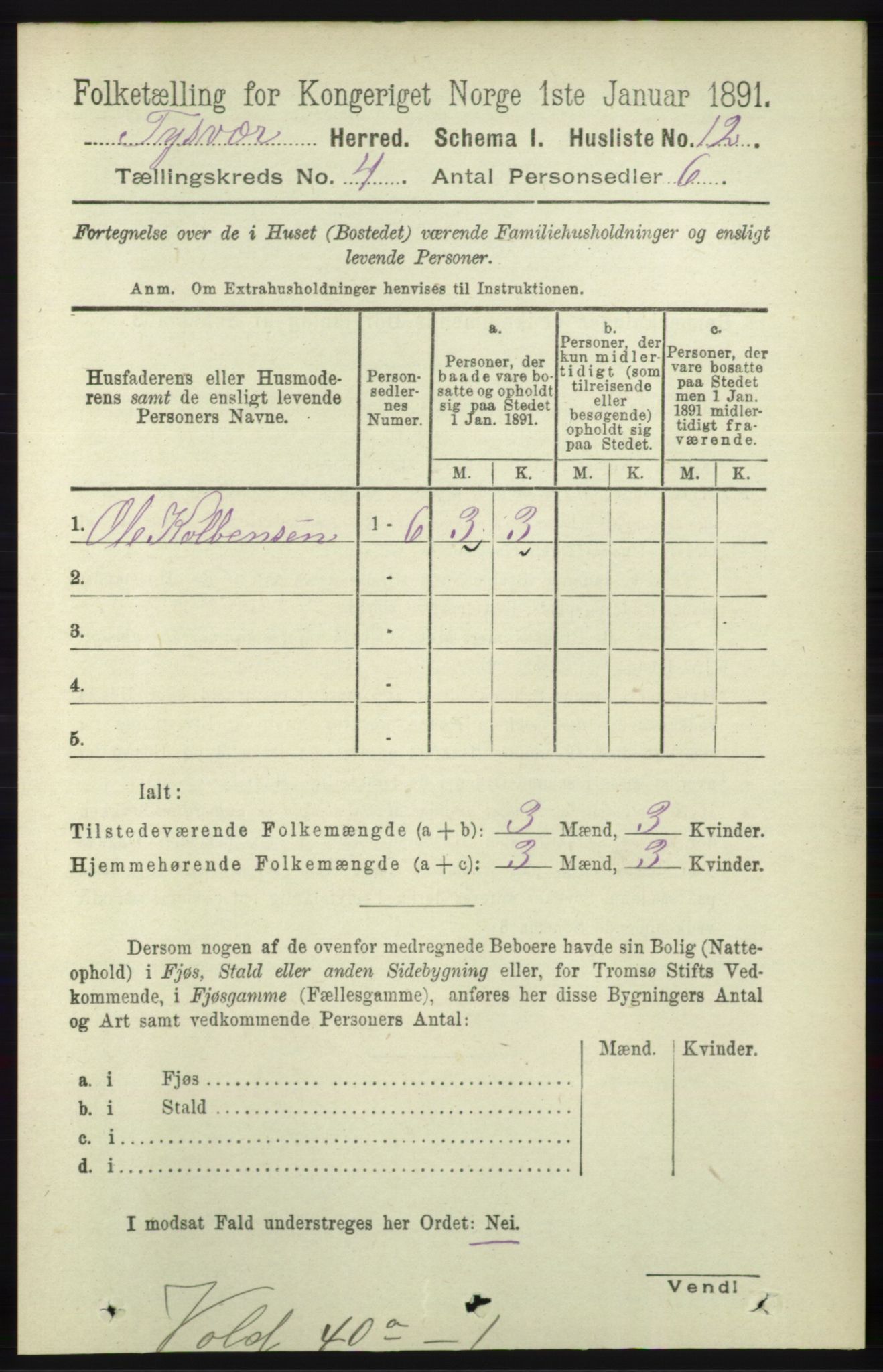 RA, 1891 census for 1146 Tysvær, 1891, p. 1462