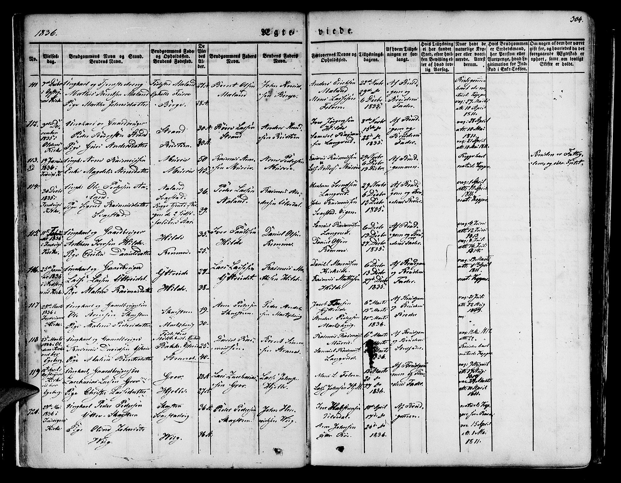 Innvik sokneprestembete, AV/SAB-A-80501: Parish register (official) no. A 4II, 1832-1846, p. 304