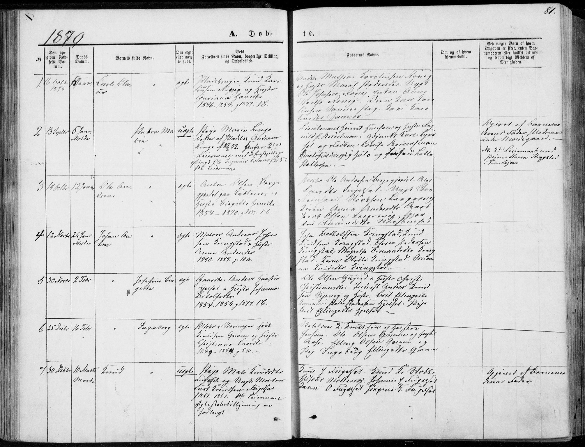 Ministerialprotokoller, klokkerbøker og fødselsregistre - Møre og Romsdal, SAT/A-1454/555/L0655: Parish register (official) no. 555A05, 1869-1886, p. 81