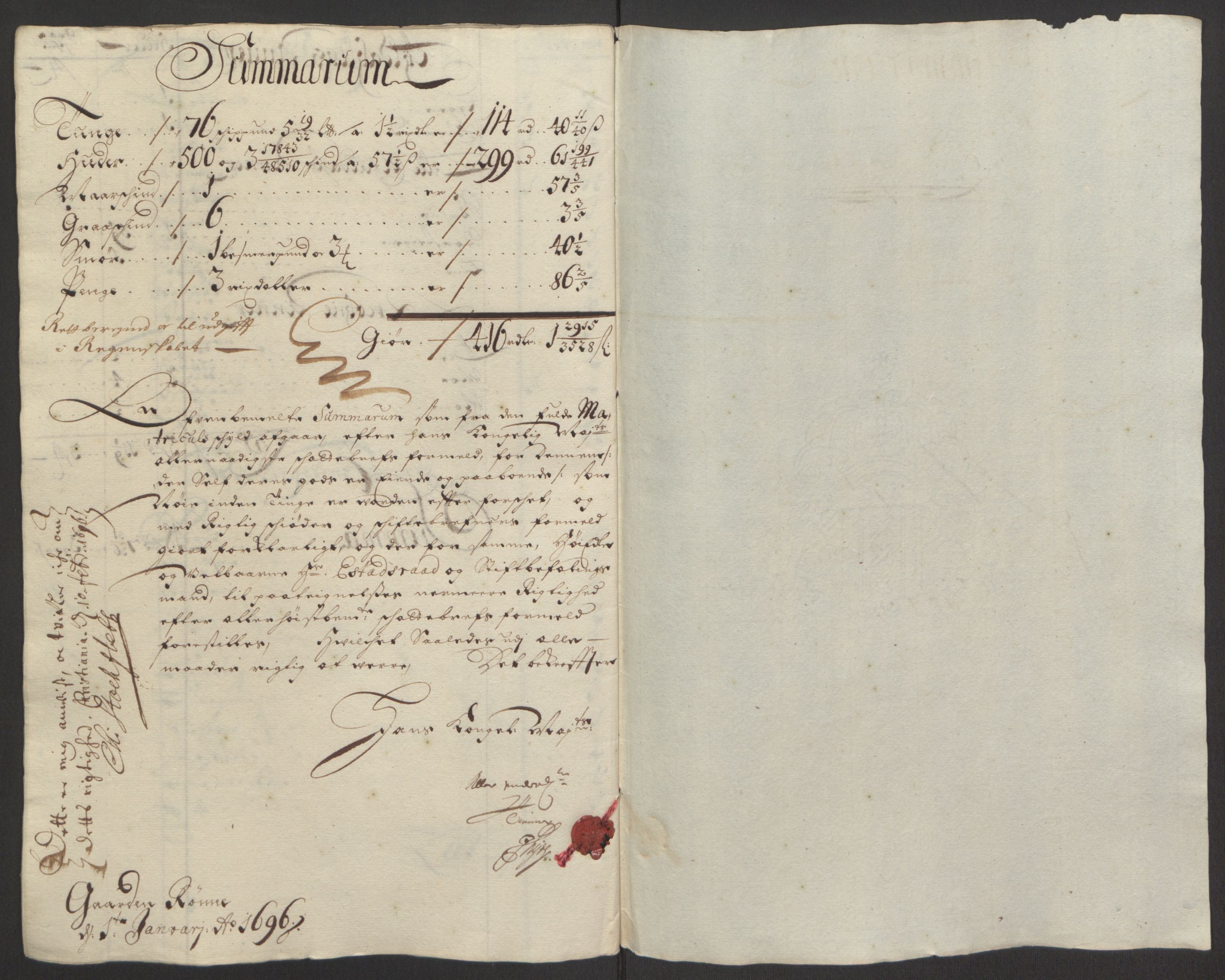 Rentekammeret inntil 1814, Reviderte regnskaper, Fogderegnskap, AV/RA-EA-4092/R13/L0833: Fogderegnskap Solør, Odal og Østerdal, 1695, p. 305