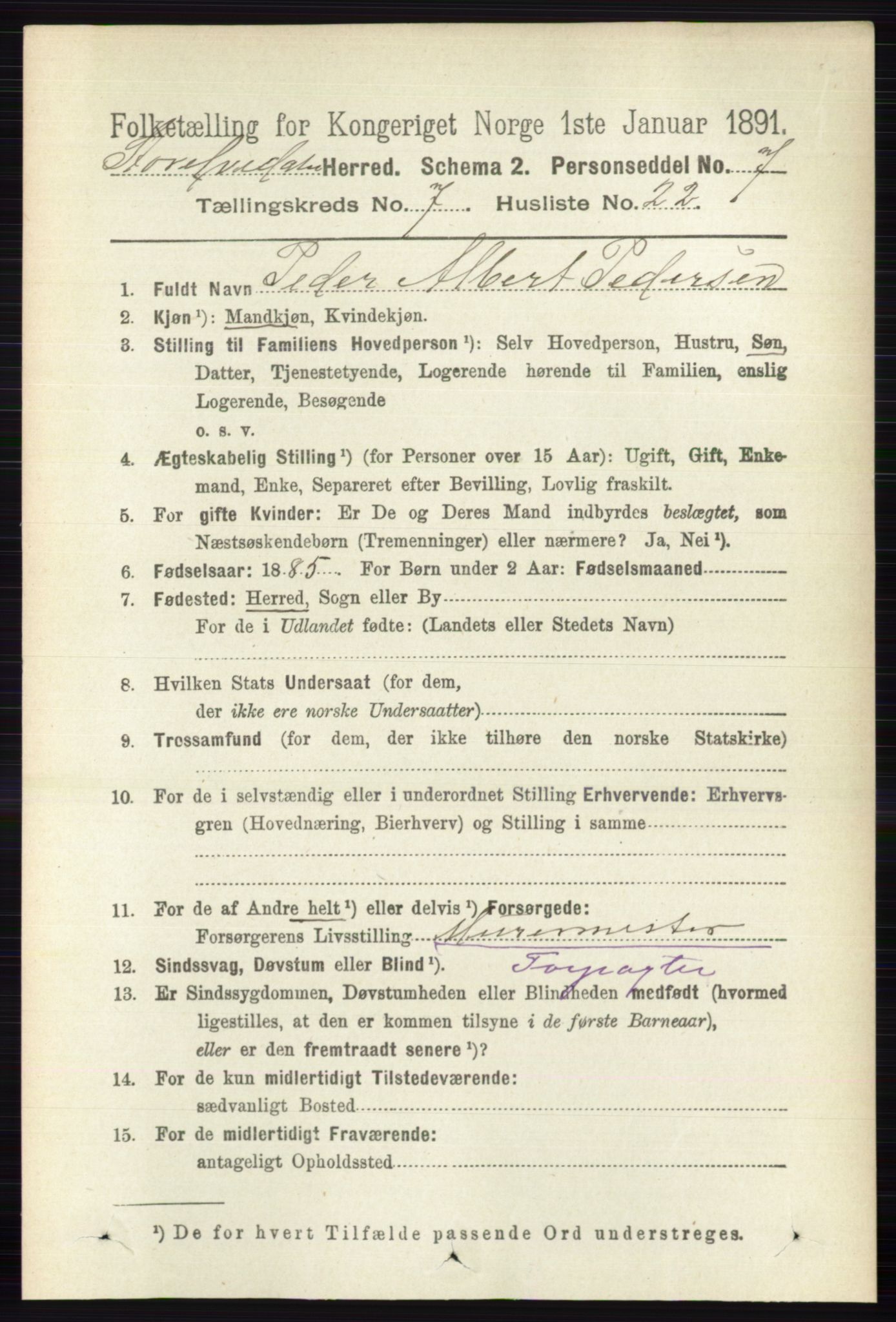 RA, 1891 census for 0430 Stor-Elvdal, 1891, p. 2823