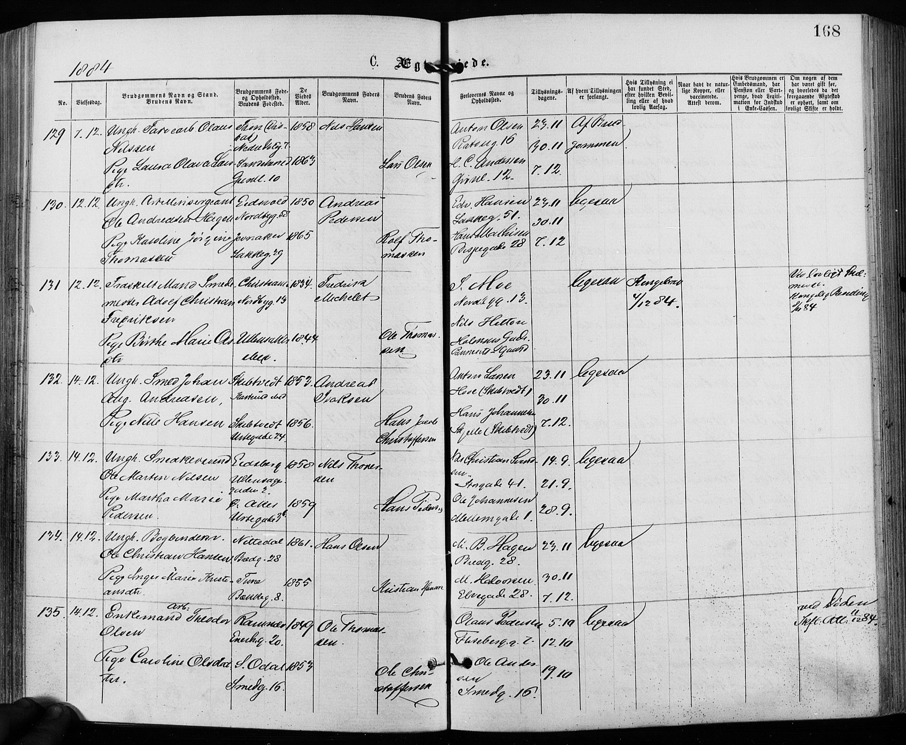 Grønland prestekontor Kirkebøker, SAO/A-10848/F/Fa/L0006: Parish register (official) no. 6, 1877-1886, p. 168