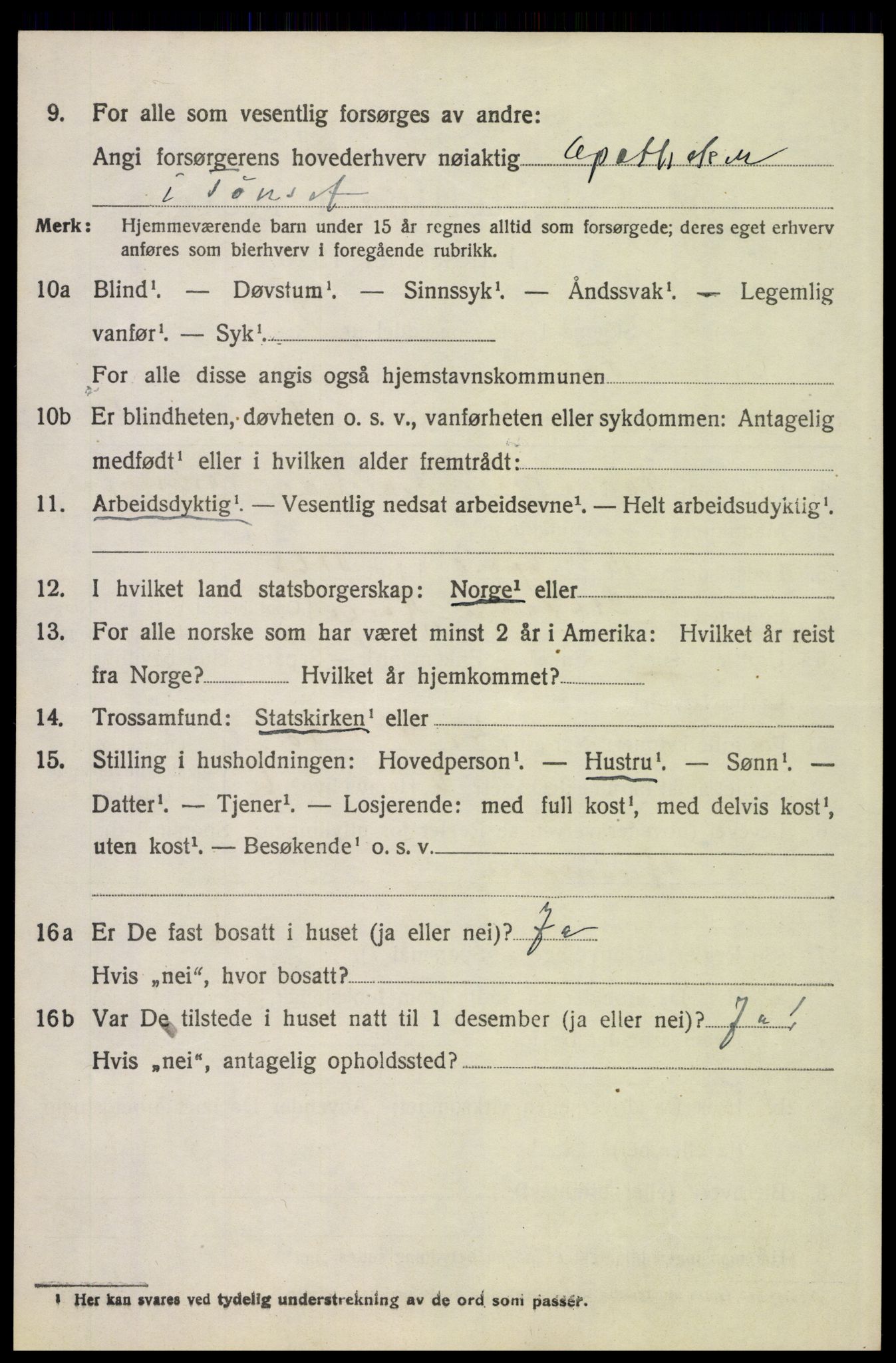 SAH, 1920 census for Tynset, 1920, p. 5469