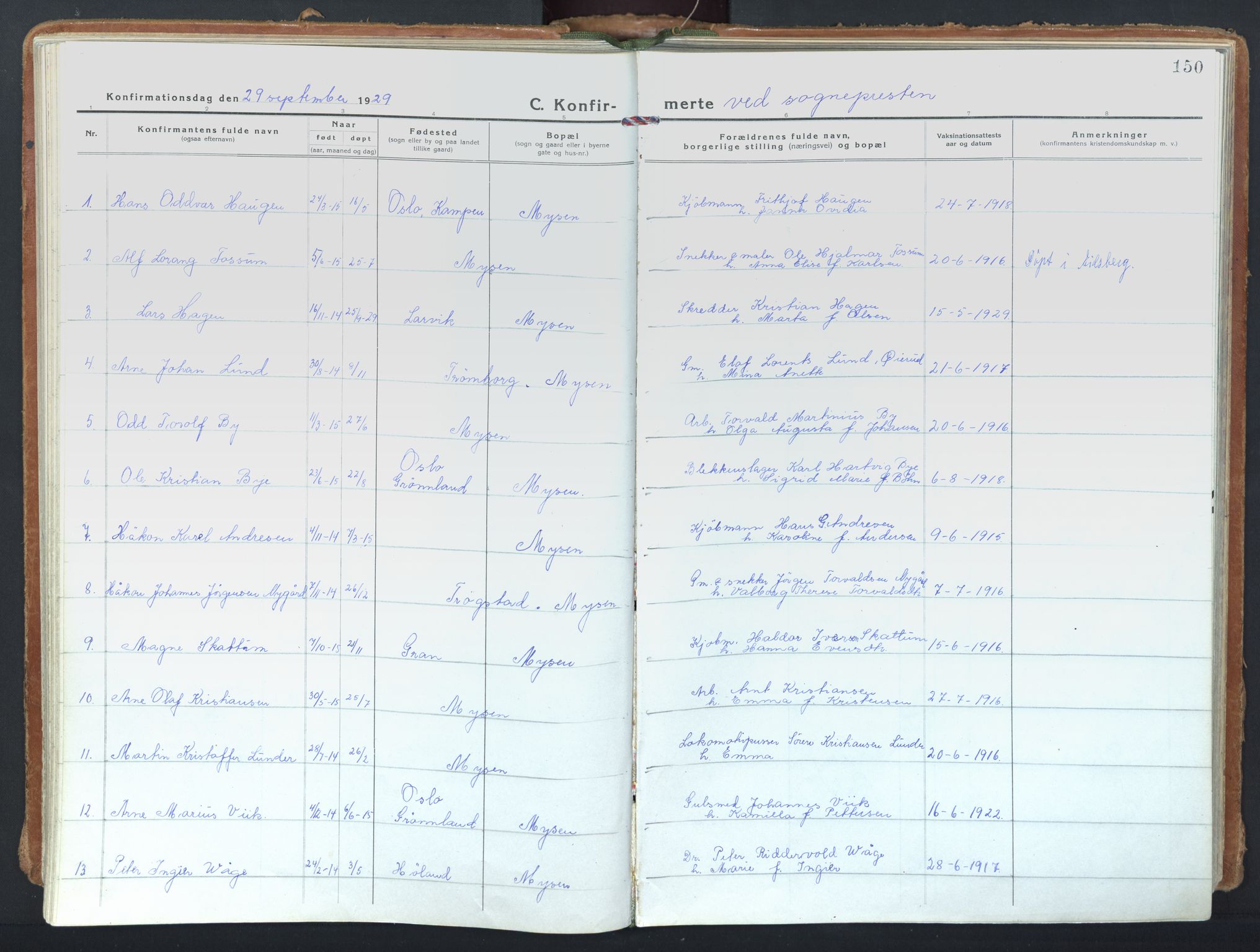 Eidsberg prestekontor Kirkebøker, AV/SAO-A-10905/F/Fd/L0001: Parish register (official) no. IV 1, 1921-1948, p. 150