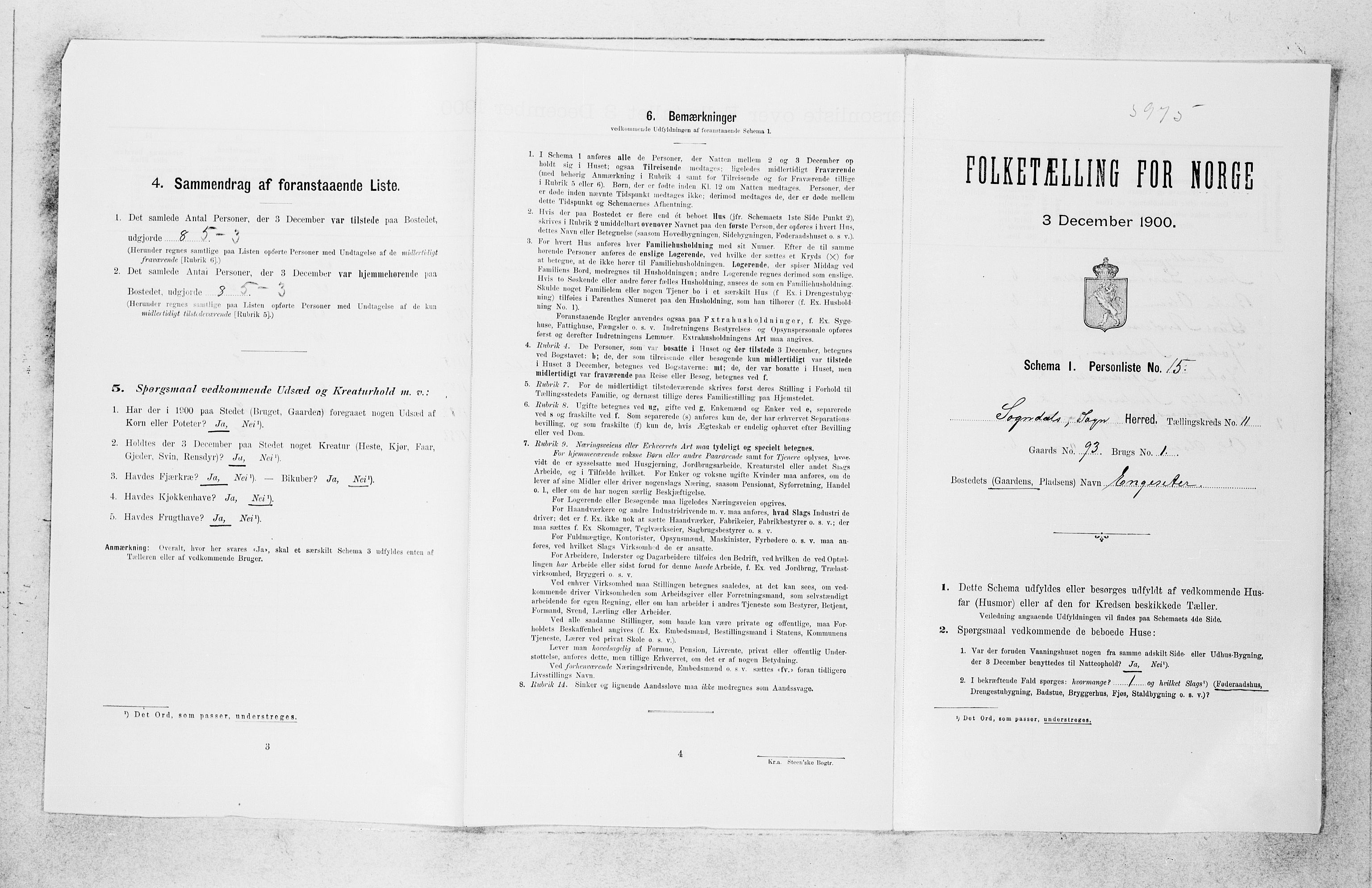 SAB, 1900 census for Sogndal, 1900, p. 816