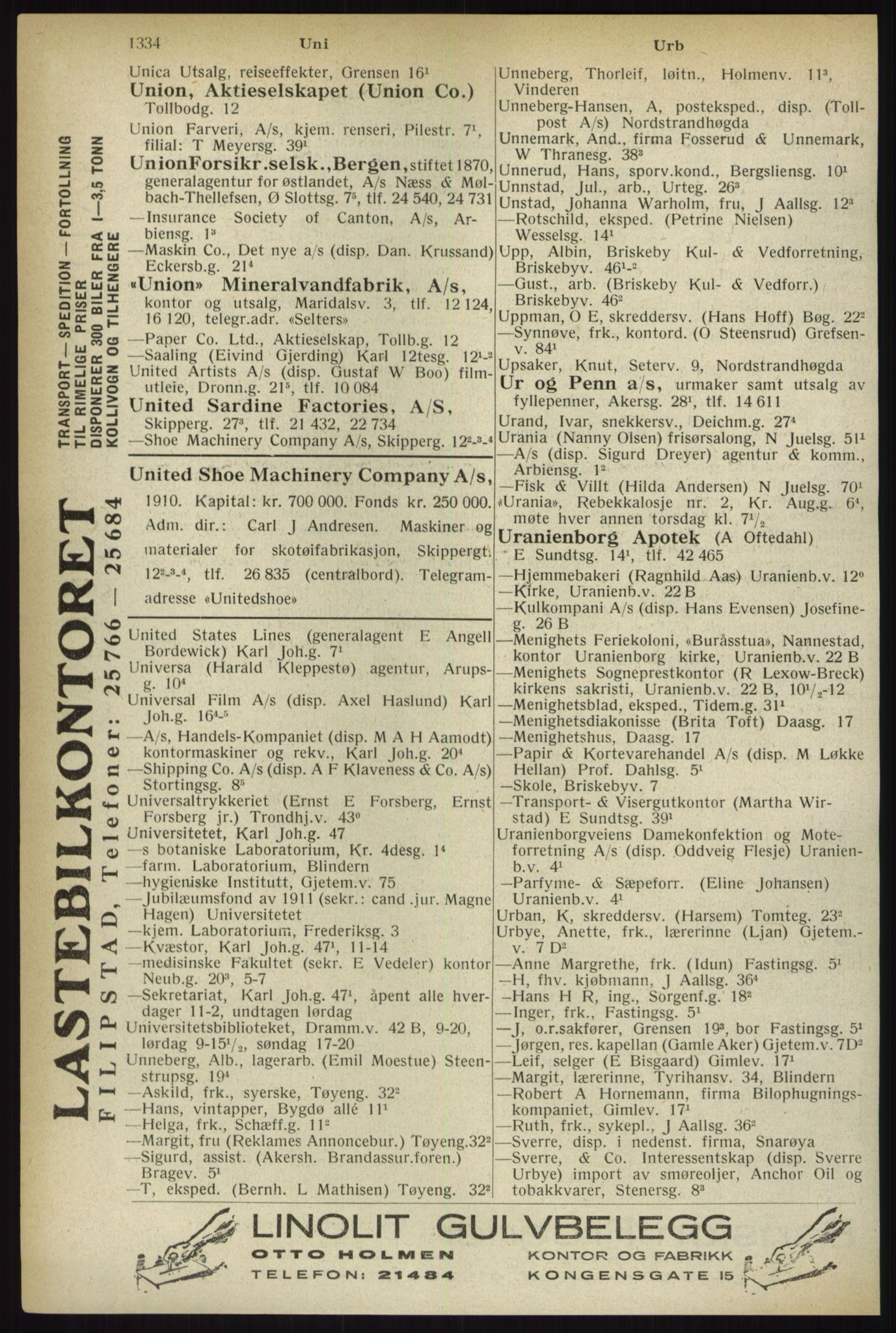 Kristiania/Oslo adressebok, PUBL/-, 1933, p. 1334