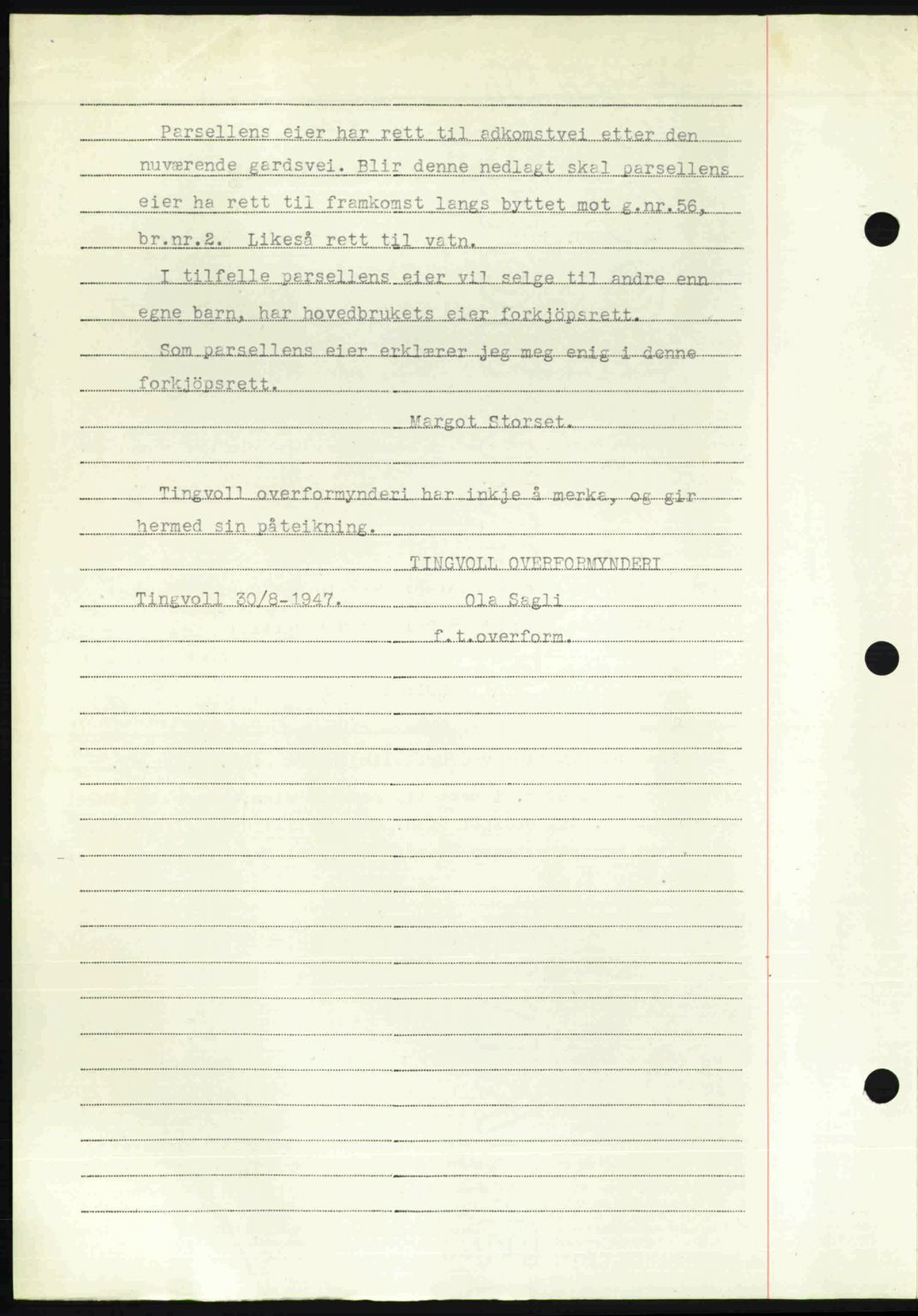 Nordmøre sorenskriveri, AV/SAT-A-4132/1/2/2Ca: Mortgage book no. A106, 1947-1947, Diary no: : 2084/1947