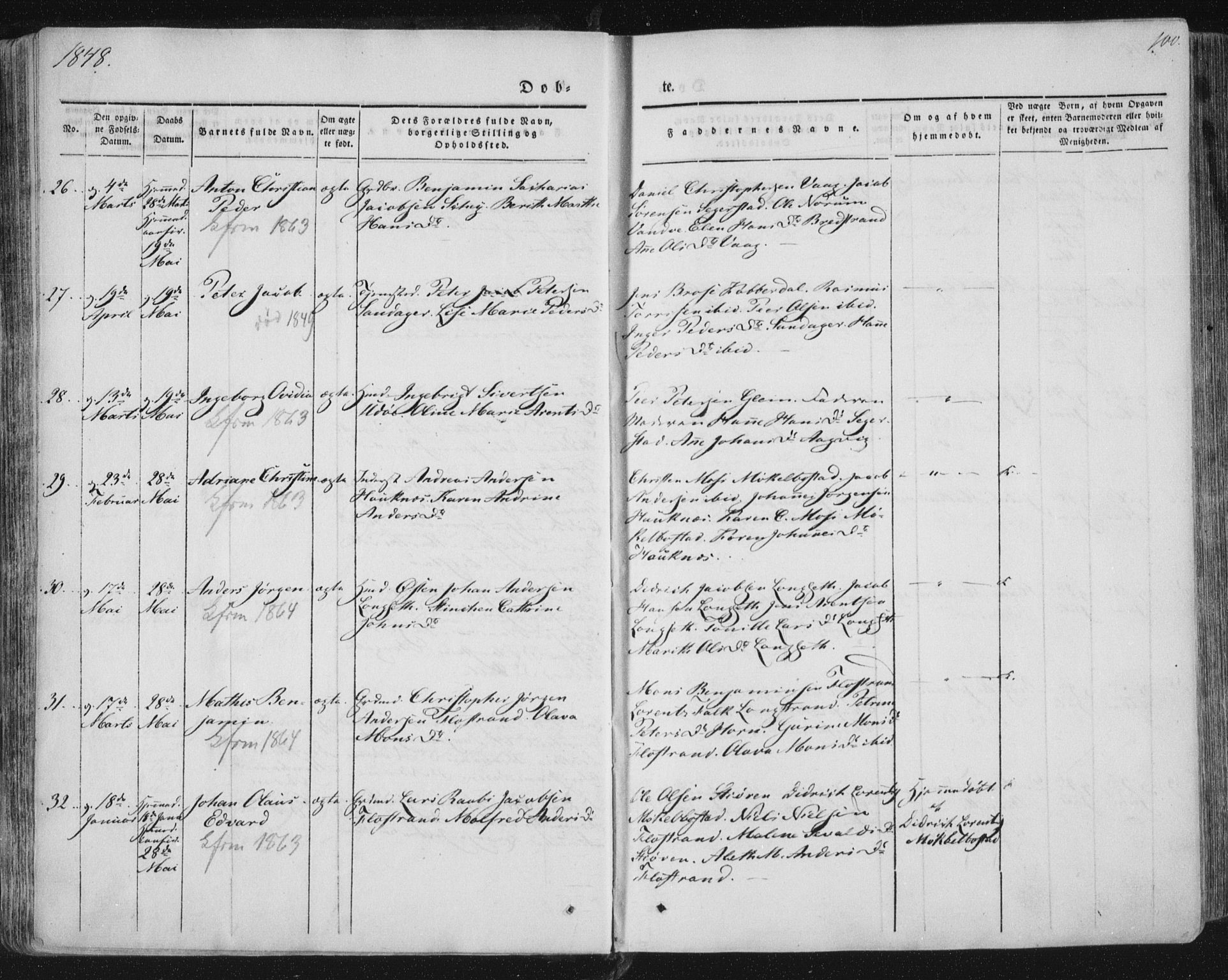 Ministerialprotokoller, klokkerbøker og fødselsregistre - Nordland, AV/SAT-A-1459/838/L0549: Parish register (official) no. 838A07, 1840-1854, p. 100