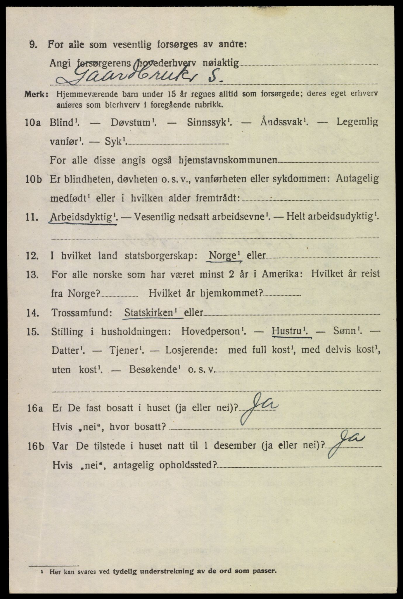 SAK, 1920 census for Lyngdal, 1920, p. 2292