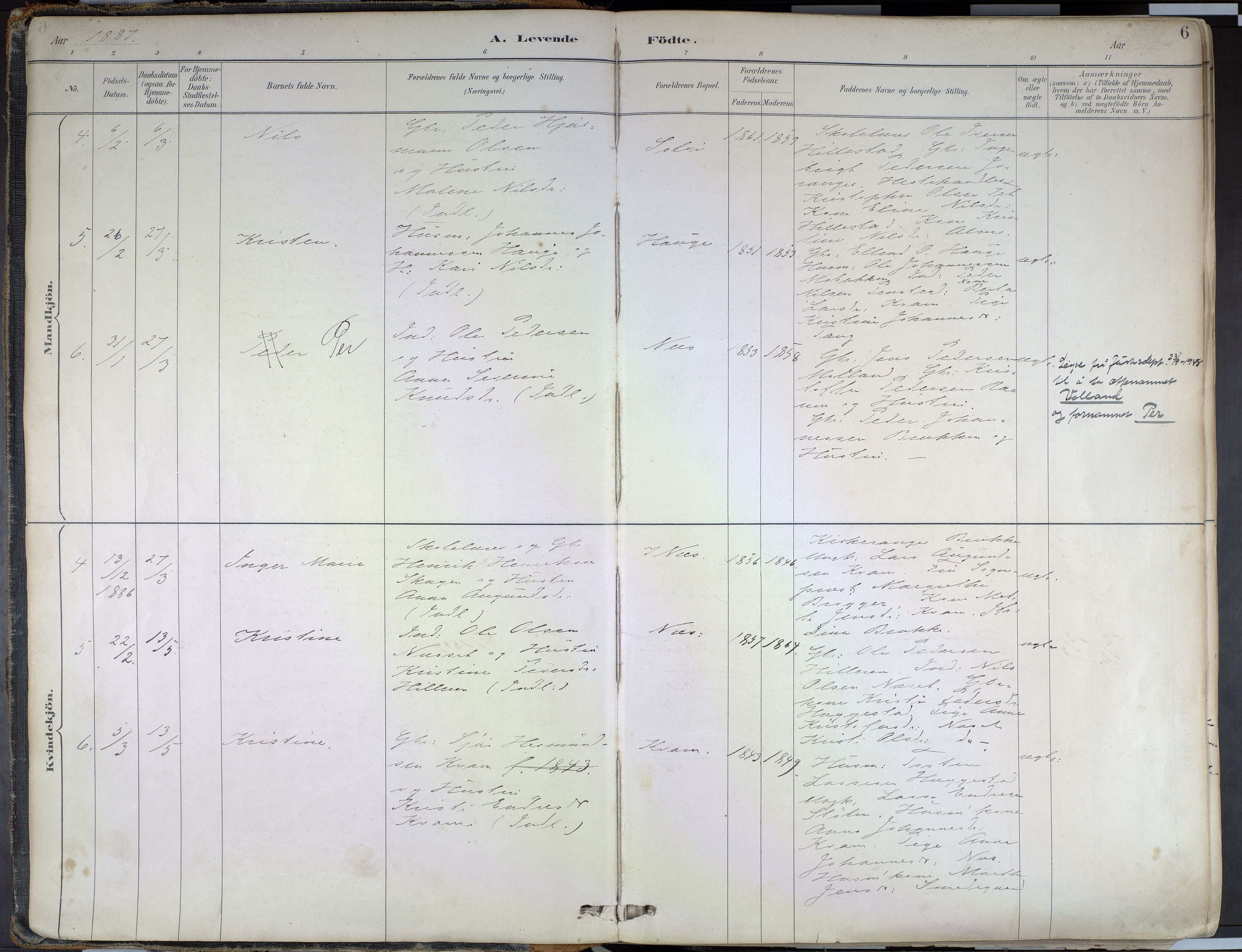Hafslo sokneprestembete, SAB/A-80301/H/Haa/Haab/L0001: Parish register (official) no. B 1, 1886-1945, p. 6
