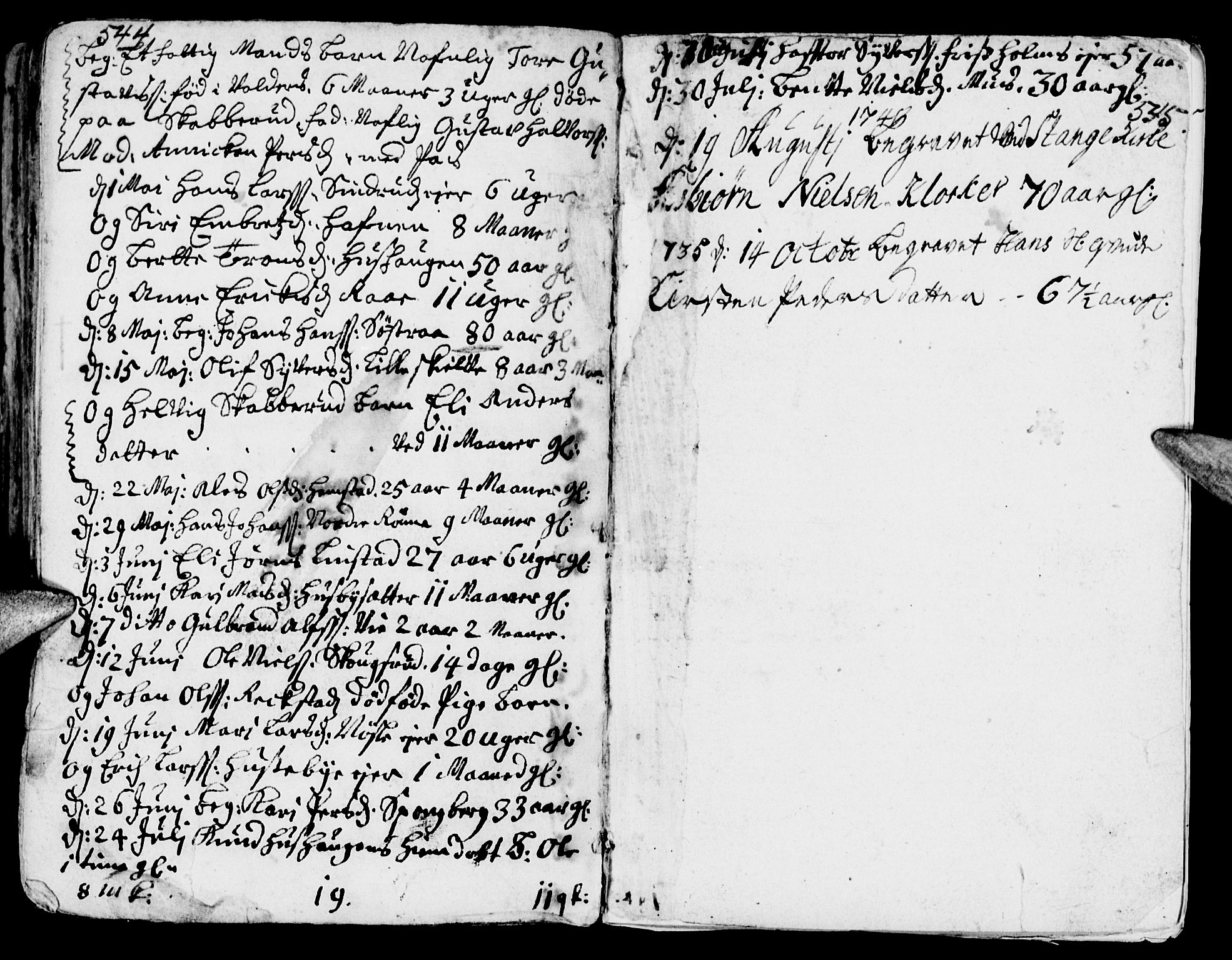 Stange prestekontor, AV/SAH-PREST-002/K/L0002: Parish register (official) no. 2, 1724-1740, p. 544-545