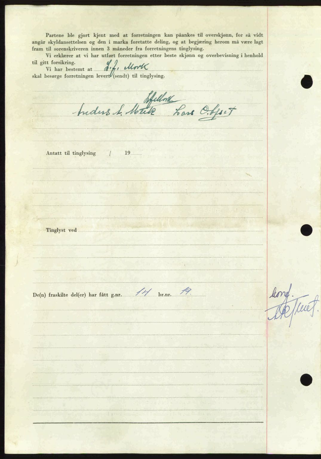 Nordmøre sorenskriveri, AV/SAT-A-4132/1/2/2Ca: Mortgage book no. A112, 1949-1949, Diary no: : 2416/1949