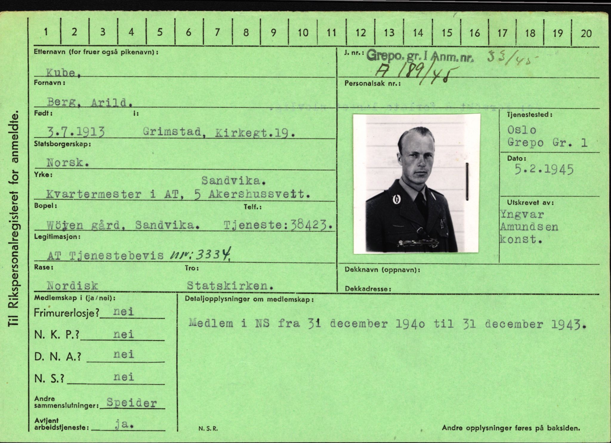 Statspolitiet - Hovedkontoret / Osloavdelingen, AV/RA-S-1329/C/Ca/L0009: Knutsen - Limstrand, 1943-1945, p. 2010